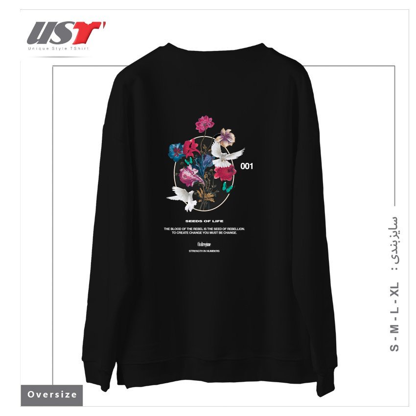 طرح LIFE سوییشرت اورسایزرنگ مشکی