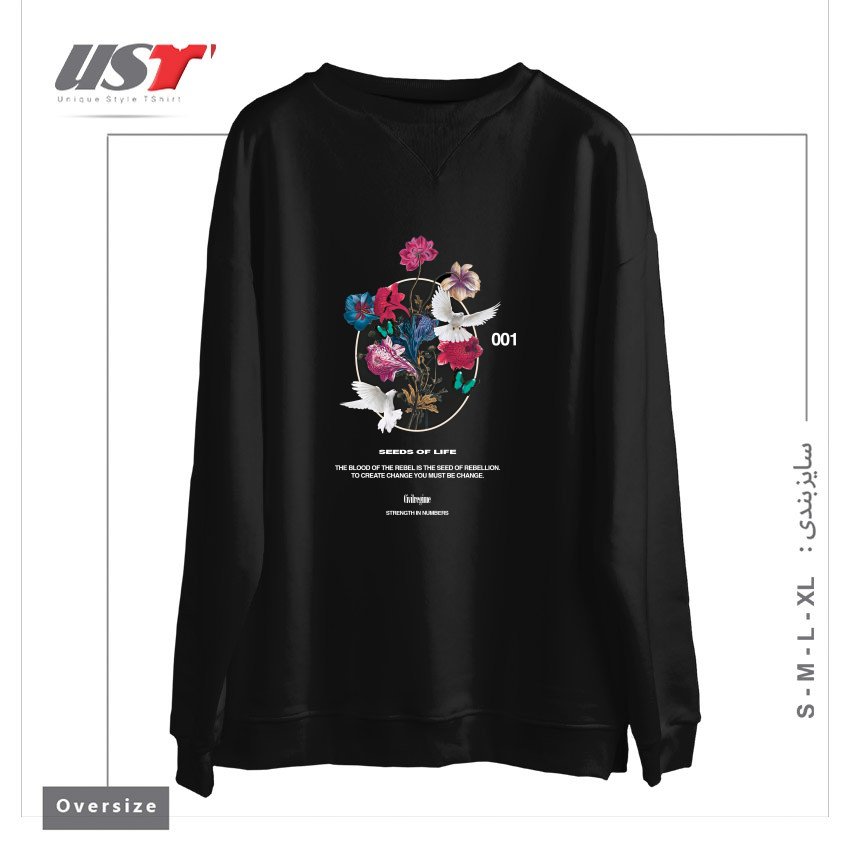 طرح LIFE سوییشرت اورسایزرنگ مشکی