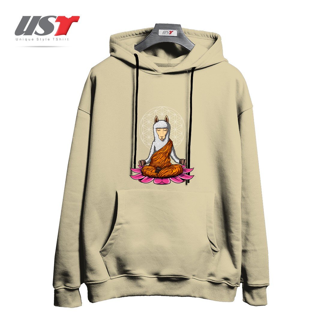 طرح LLAMA BUDDHA هودی اورسایزرنگ نخودی