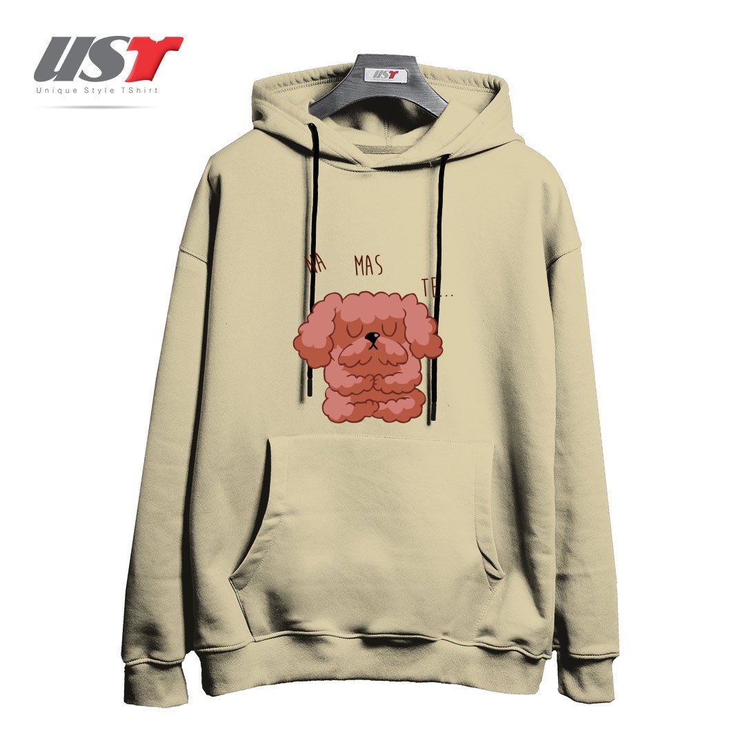 طرح NAMASTE POODLE هودی اورسایزرنگ نخودی