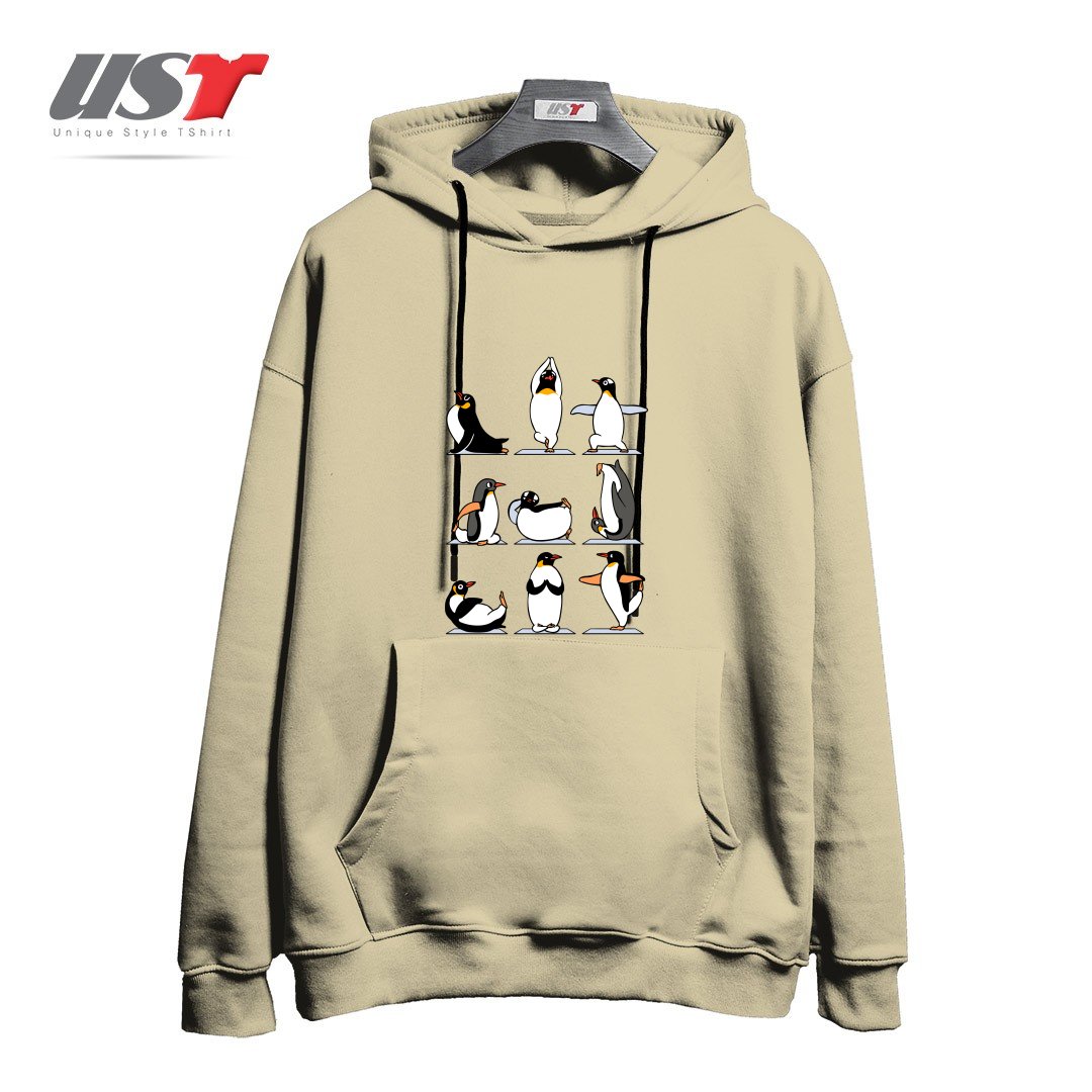 طرح PENGUIN YOGA هودی اورسایزرنگ نخودی