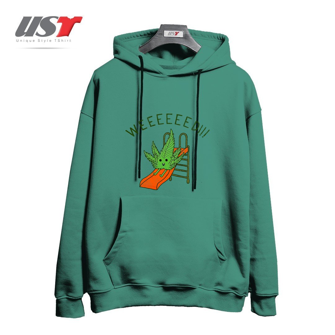 طرح WEEEEEED هودی اورسایزرنگ سبز سدری