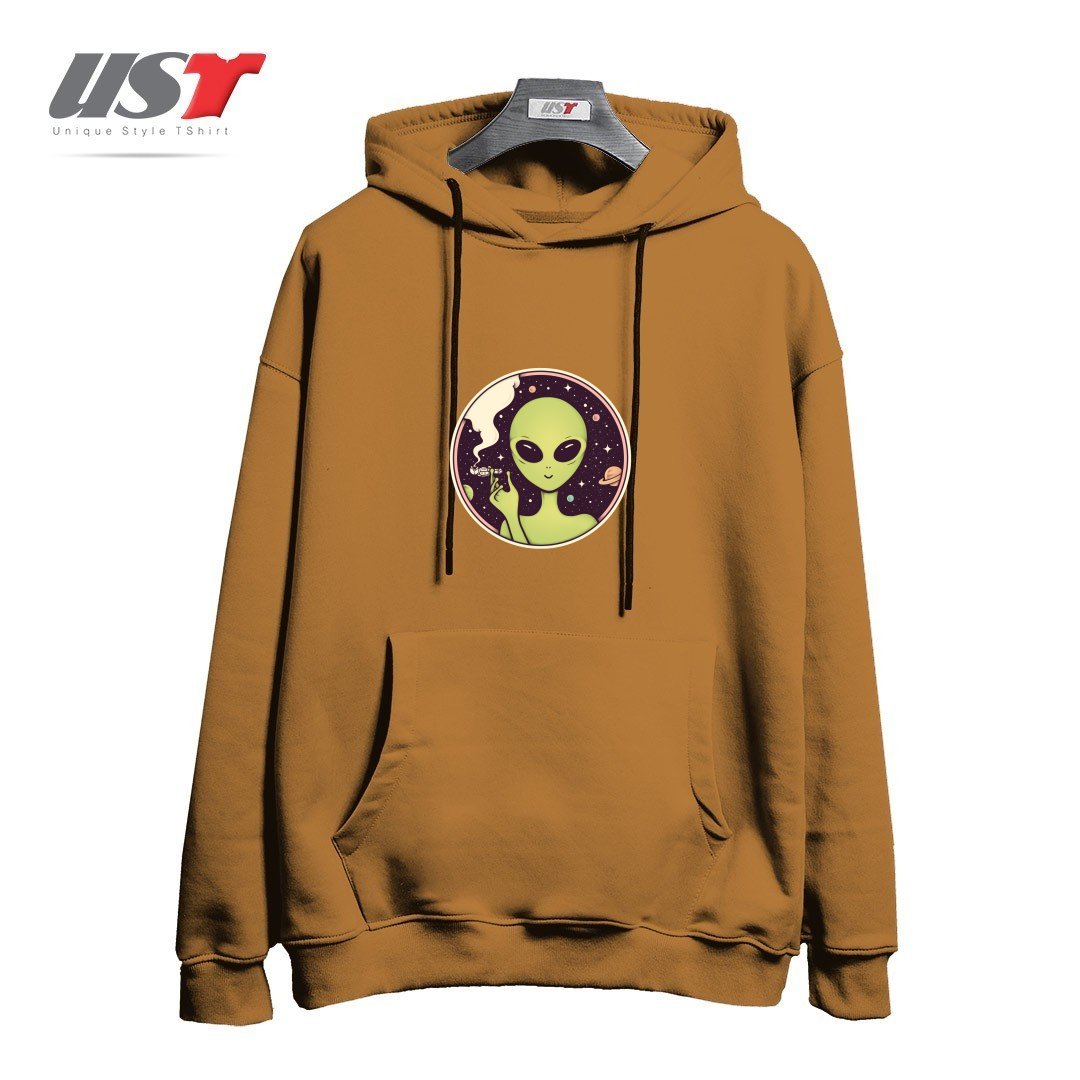 طرح TRIPPING هودی اورسایزرنگ نسکافه ای