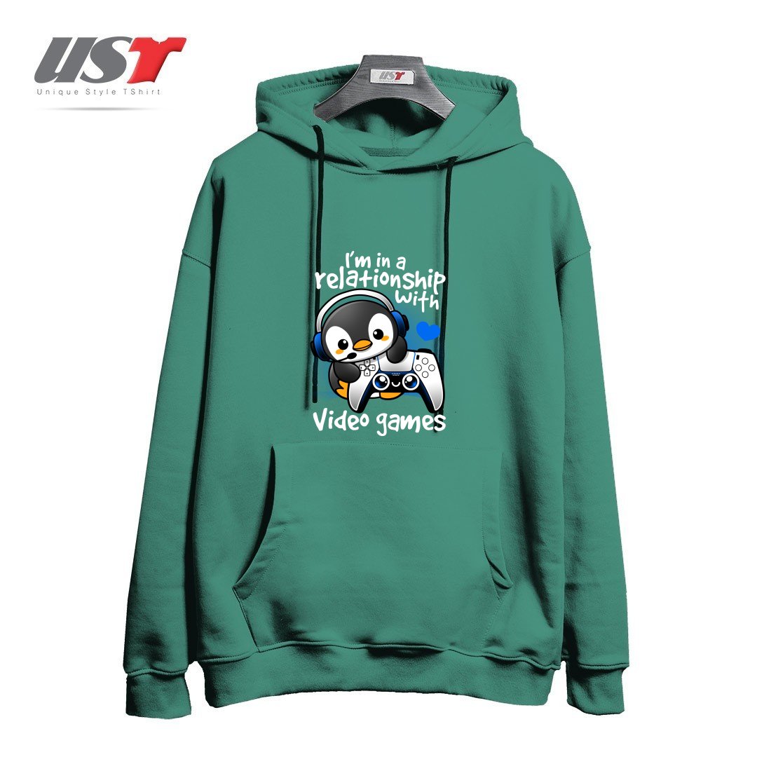 هودی اورسایز طرح PENGUIN RELATIONSHIP WITH VIDEO GAMES