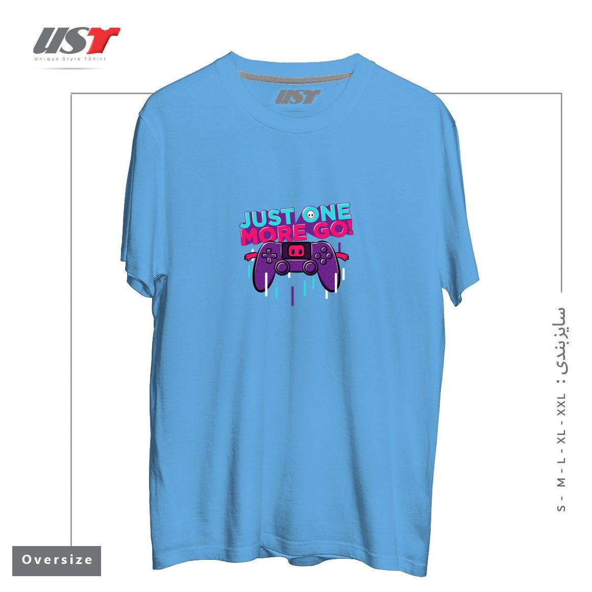 طرح ONE MORE GO تیشرت اورسایزرنگ آبی روشن