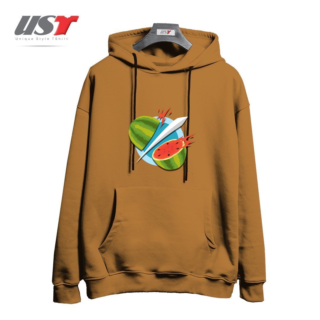طرح FRUIT NINJA CLASSIC هودی اورسایزرنگ نسکافه ای