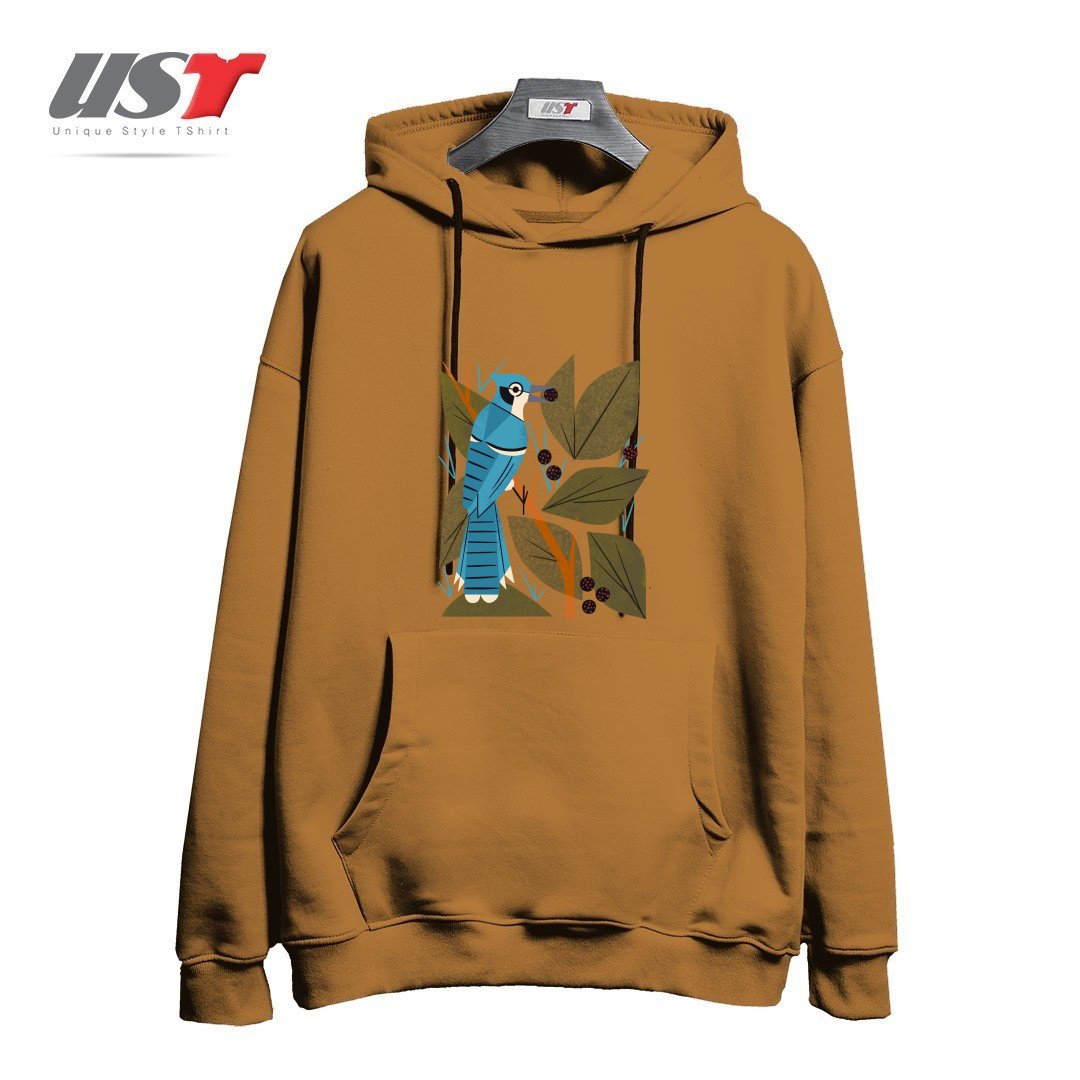 هودی اورسایز طرح BLUE JAY AND BERRIES