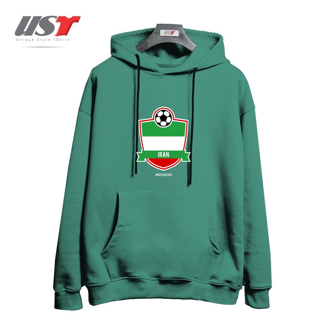 طرح IRAN TEAM - WORLD CUP - RUSSIA 2018 هودی اورسایزرنگ سبز سدری