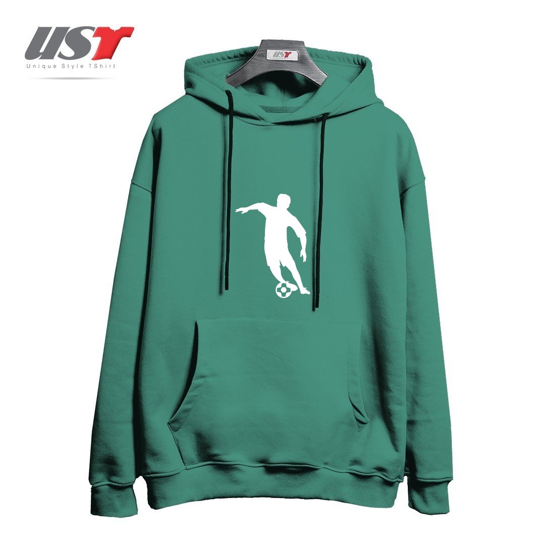 طرح FOOTBALL FAN PLAYER هودی اورسایزرنگ سبز سدری