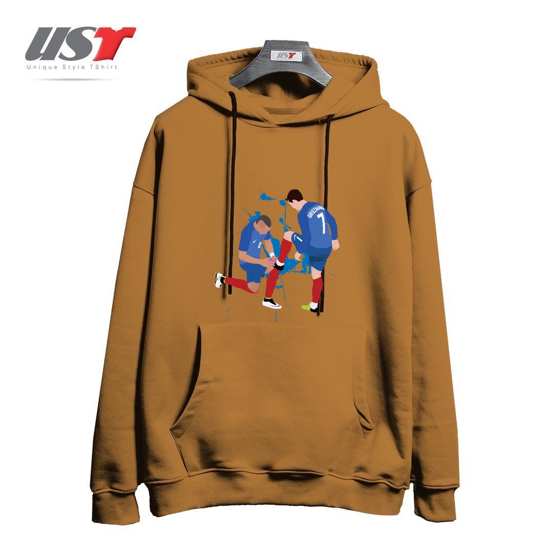 طرح ANTOINE GRIEZMANN & DMITRI PAYET هودی اورسایزرنگ نسکافه ای