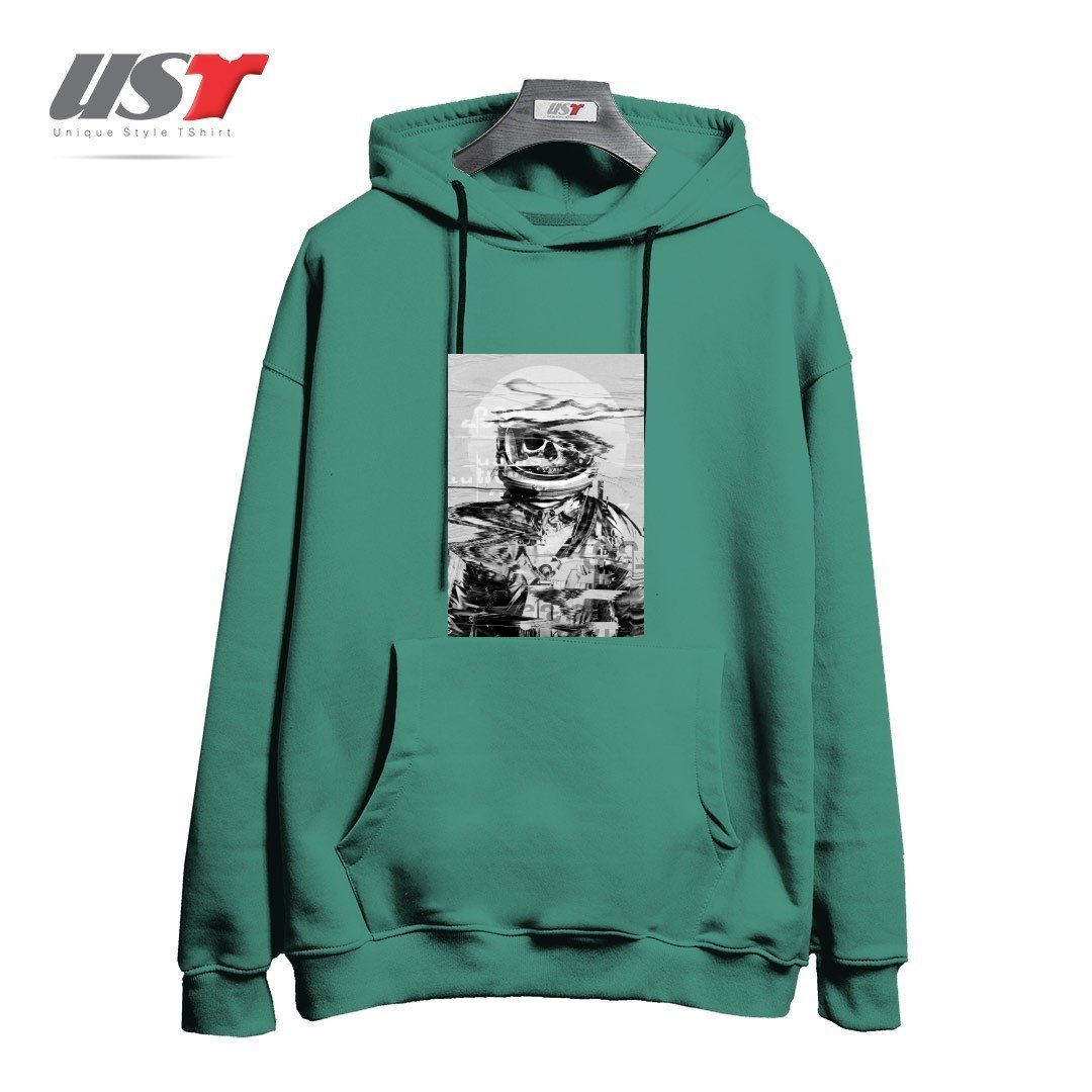 طرح ASTRO SKULL هودی اورسایزرنگ سبز سدری