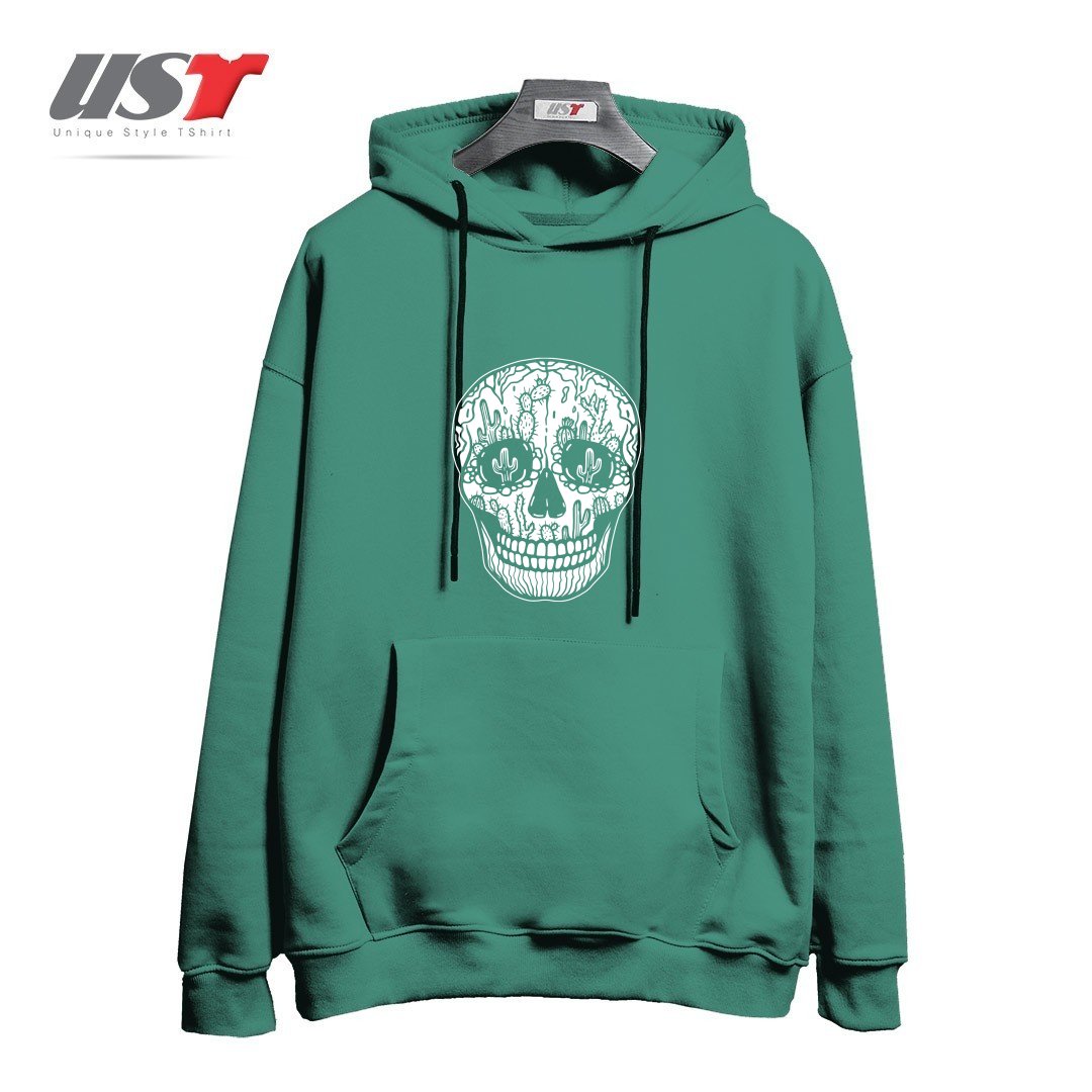 هودی اورسایز طرح CACTI SKULL (WHITE)