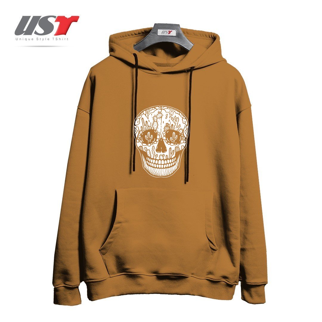 هودی اورسایز طرح CACTI SKULL (WHITE)