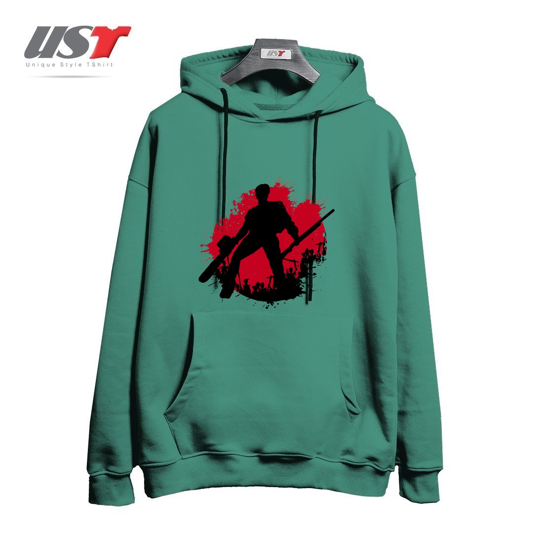 طرح DARK ARMY هودی اورسایزرنگ سبز سدری