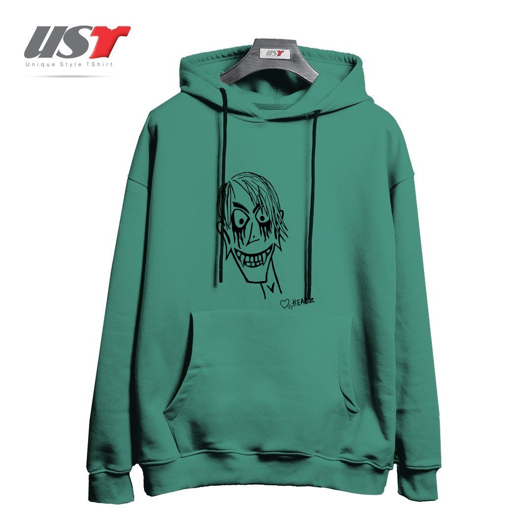 طرح HALLOWEEN DRAKE MAN هودی اورسایزرنگ سبز سدری