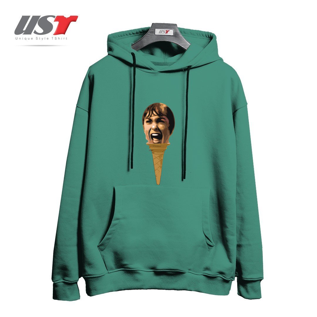 طرح I SCREAM ICE CREAM هودی اورسایزرنگ سبز سدری
