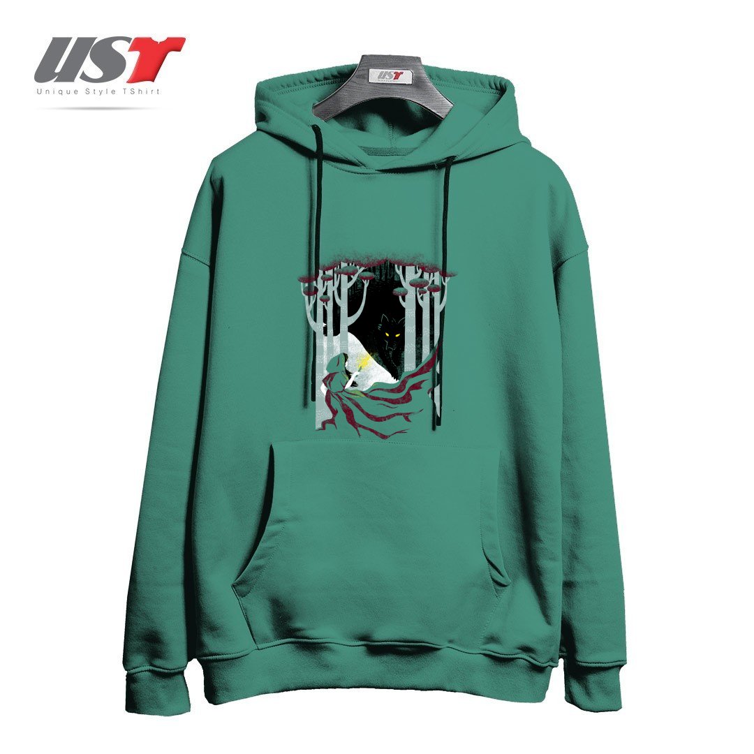 طرح INTO THE WOODS هودی اورسایزرنگ سبز سدری