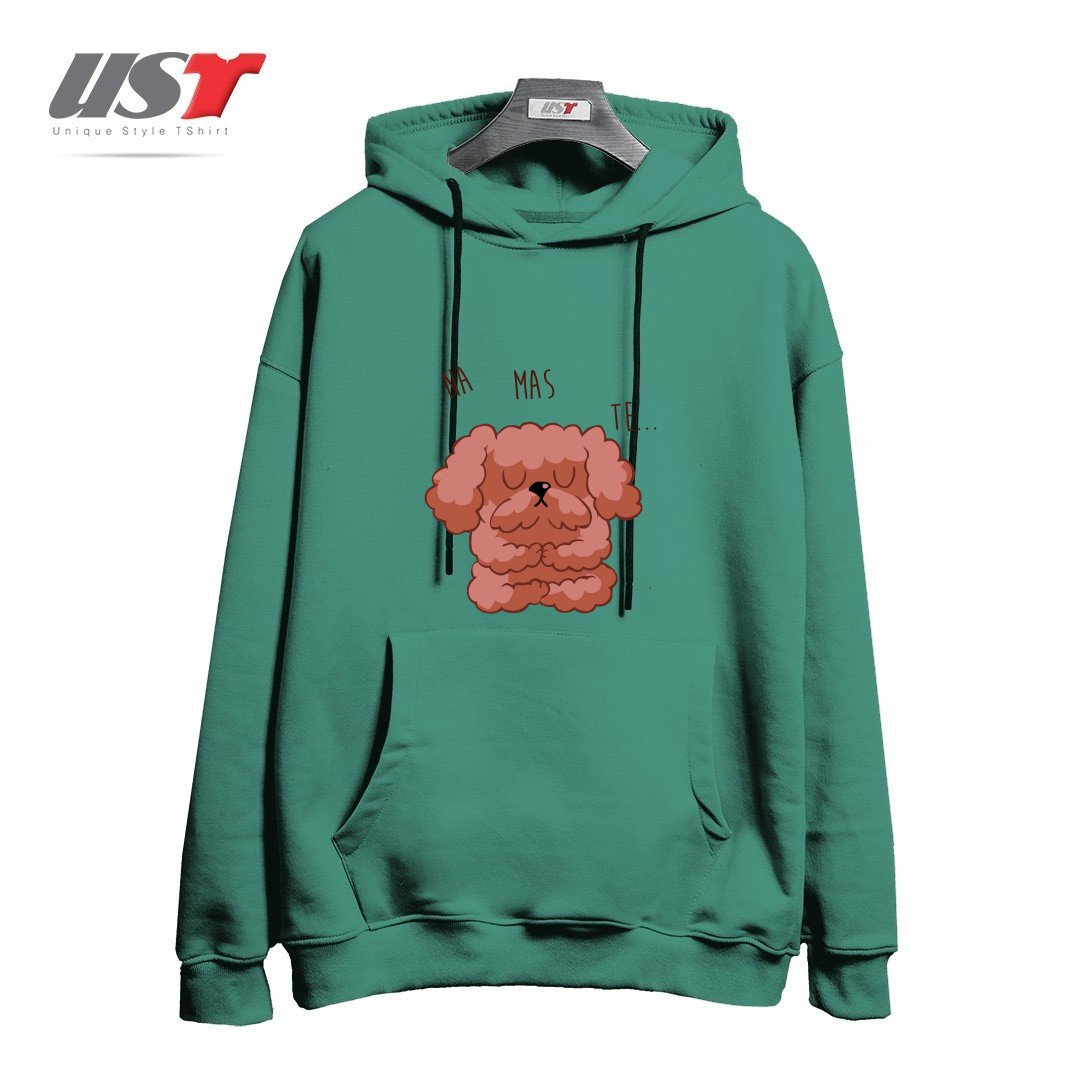 طرح NAMASTE POODLE هودی اورسایزرنگ سبز سدری