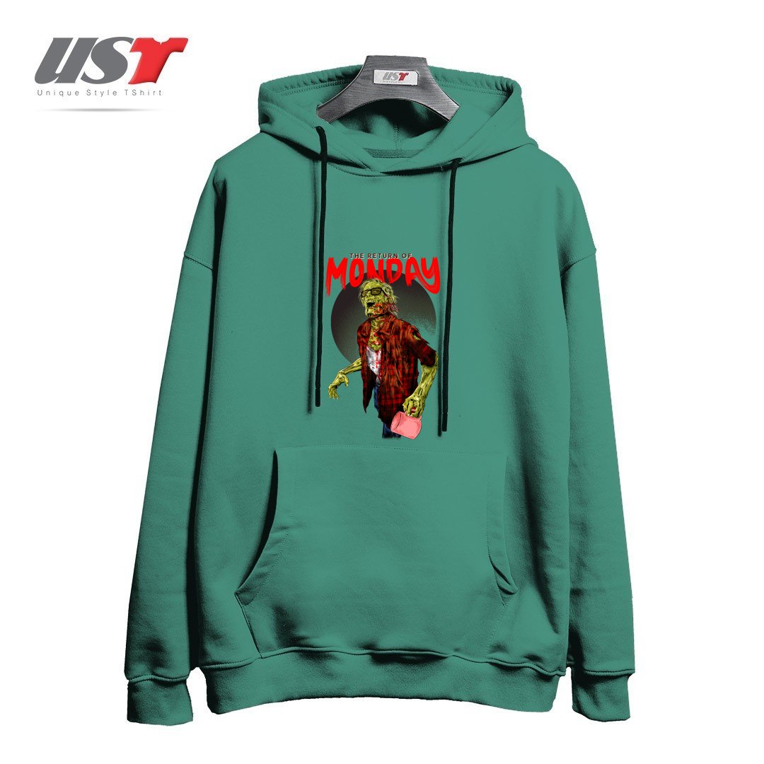 طرح THE RETURN OF MONDAY هودی اورسایزرنگ سبز سدری