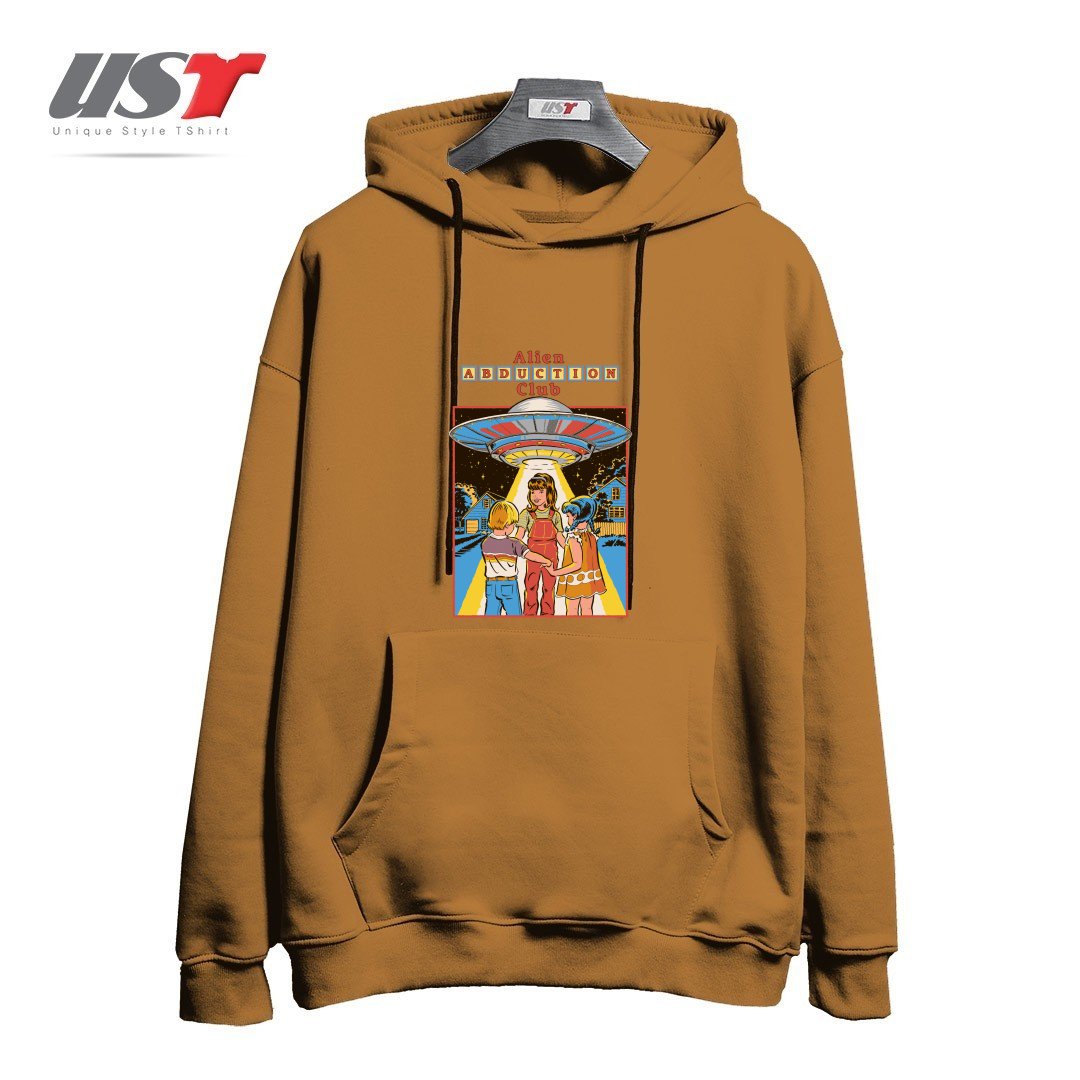 طرح ALIEN ABDUCTION CLUB (BLACK VARIANT) هودی اورسایزرنگ نسکافه ای