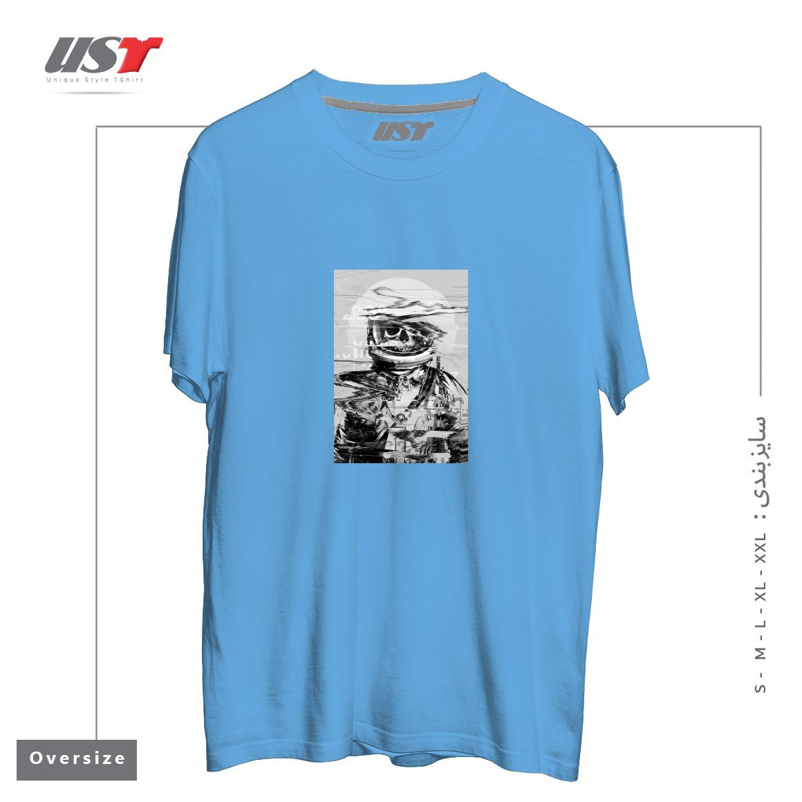 طرح ASTRO SKULL32115 تیشرت اورسایزرنگ آبی روشن