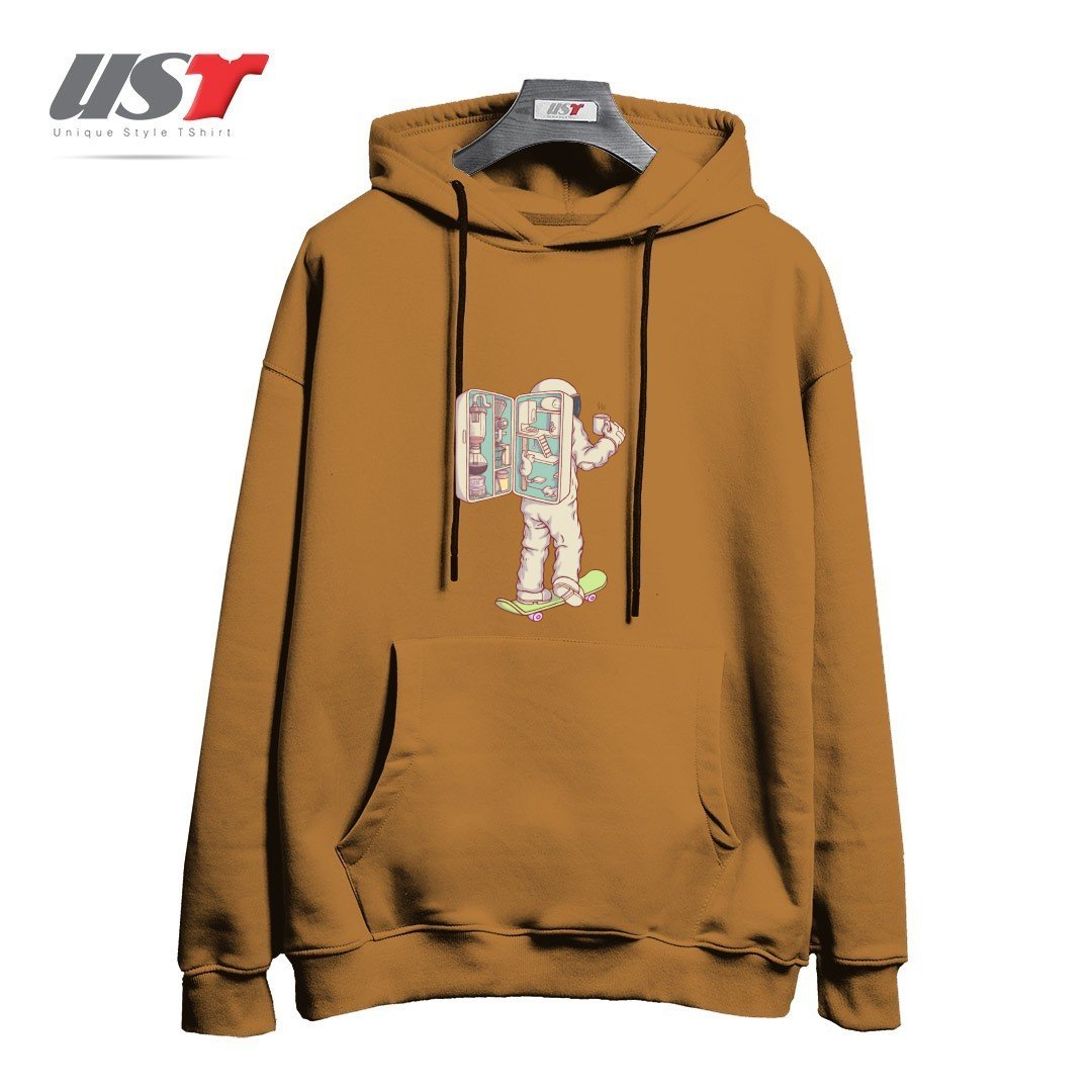 طرح BACKPACK OF ASTRONAUT هودی اورسایزرنگ نسکافه ای