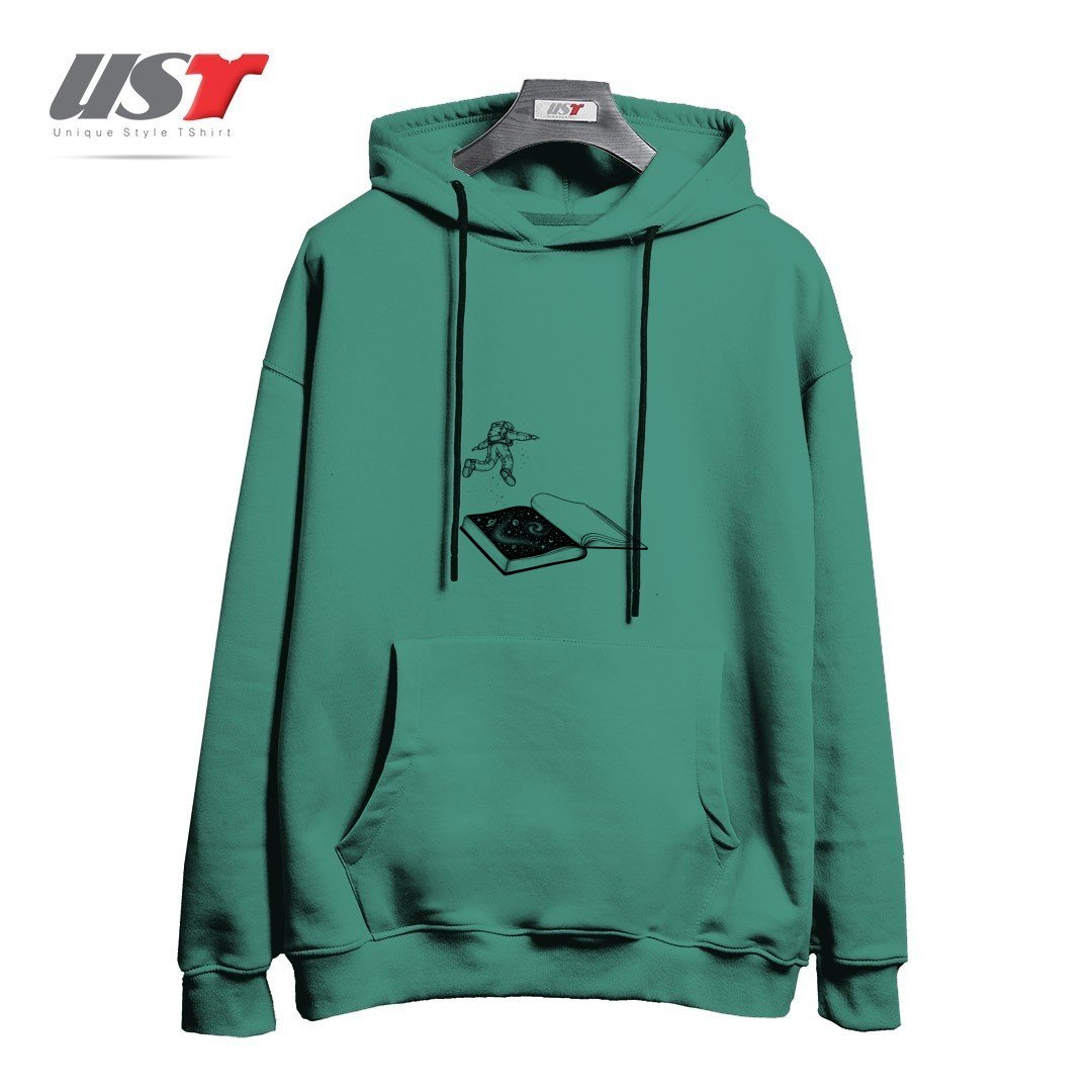 طرح DIVE IN هودی اورسایزرنگ سبز سدری