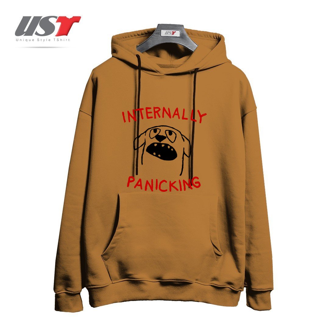 طرح PROJECTING CALM هودی اورسایزرنگ نسکافه ای