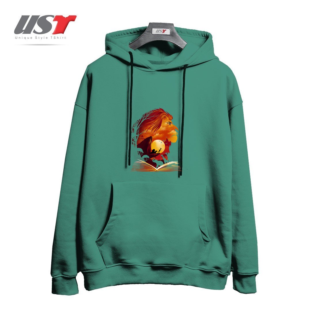 طرح BOOK OF PRIDE ROCK هودی اورسایزرنگ سبز سدری