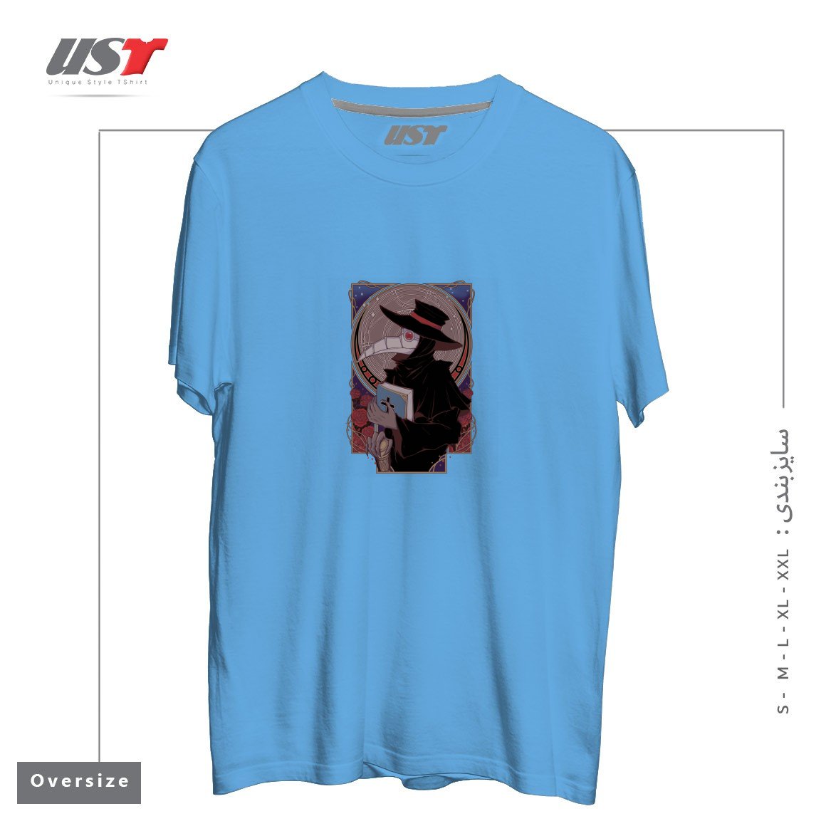 طرح DARK DOCTOR تیشرت اورسایزرنگ آبی روشن