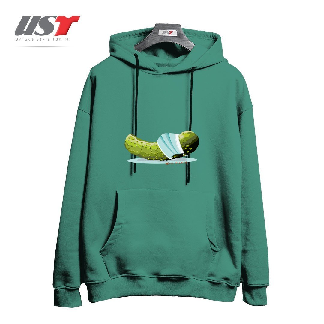 طرح ILL PICKLE هودی اورسایزرنگ سبز سدری