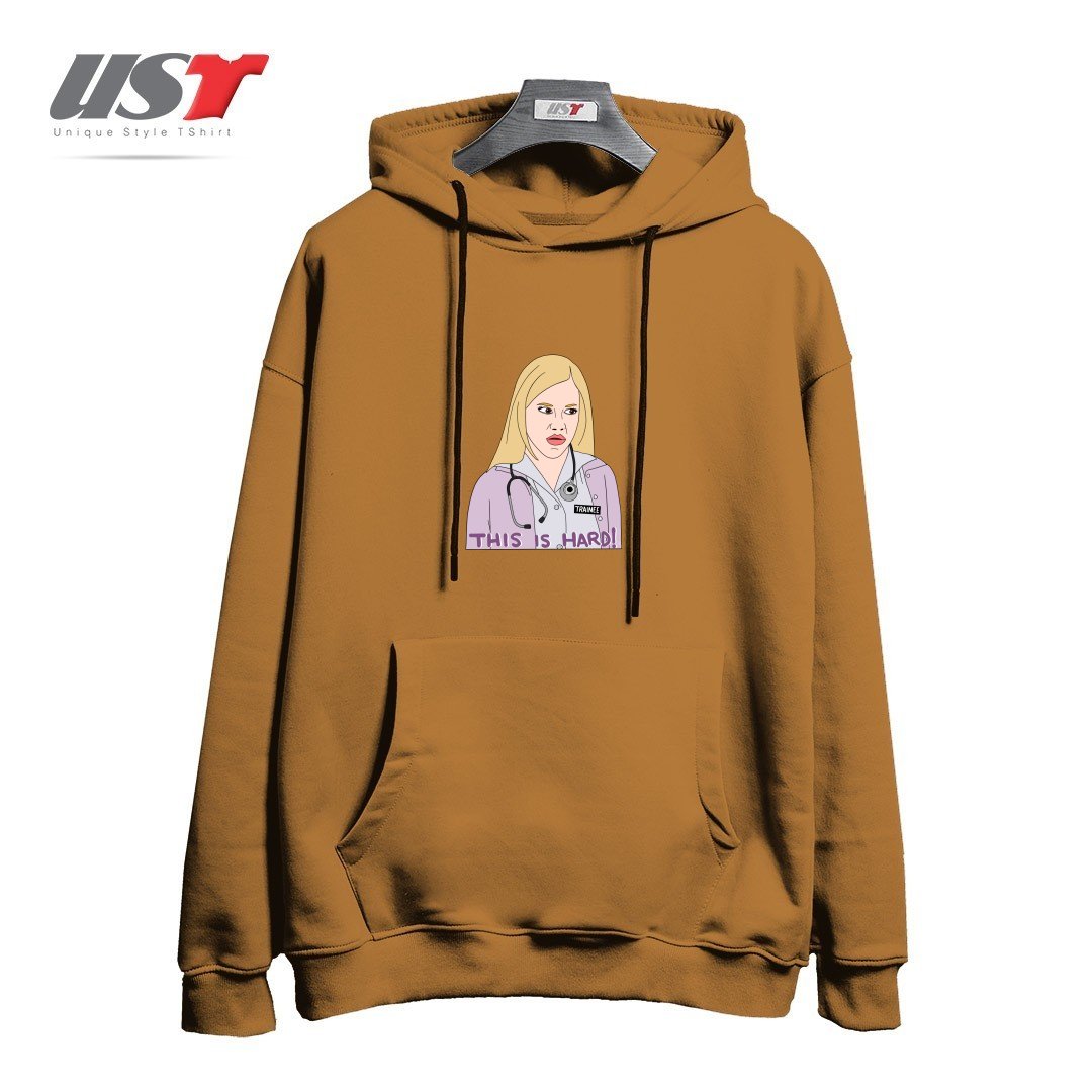 طرح NURSE TRAINEE PITTMAN هودی اورسایزرنگ نسکافه ای