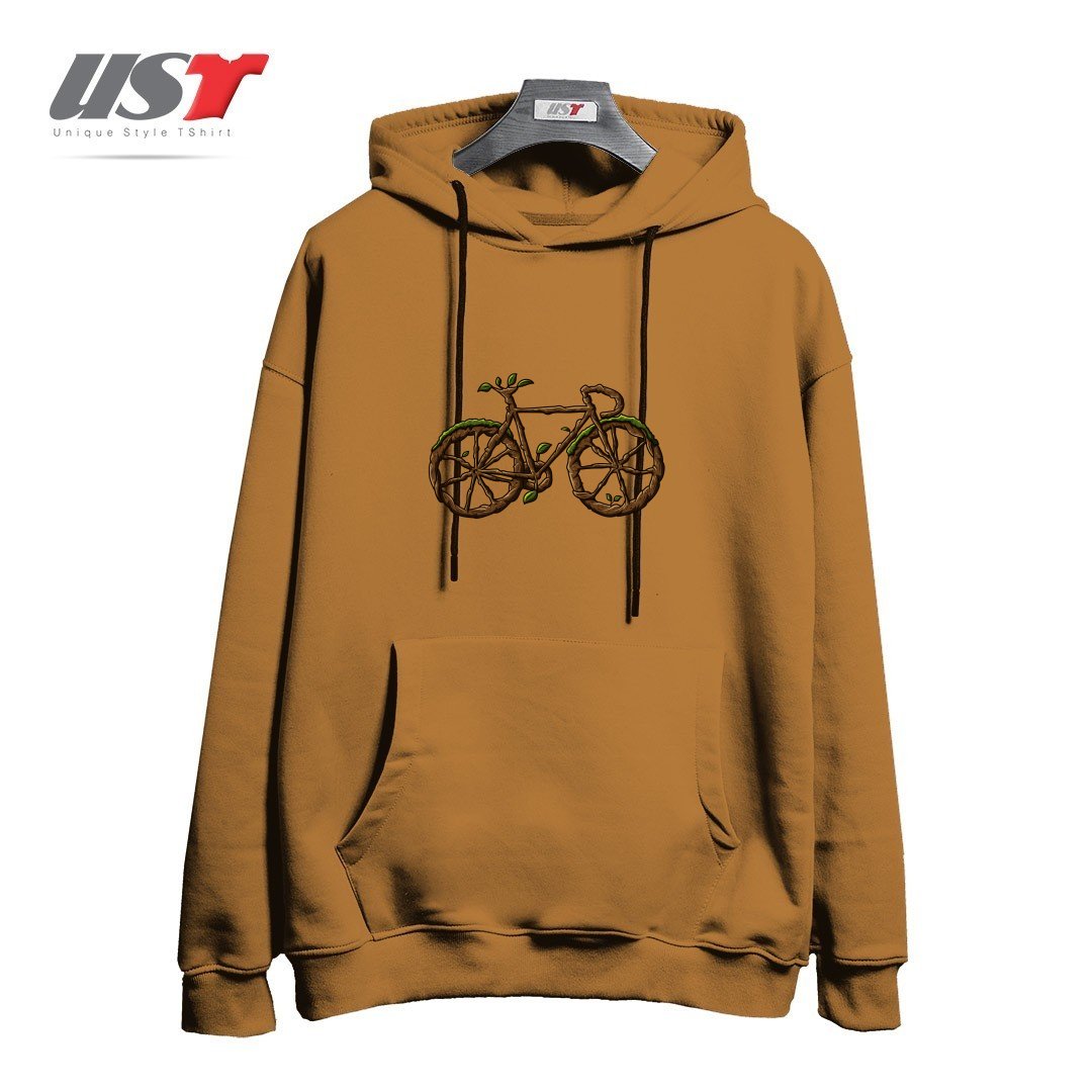 طرح TREE BIKE هودی اورسایزرنگ نسکافه ای