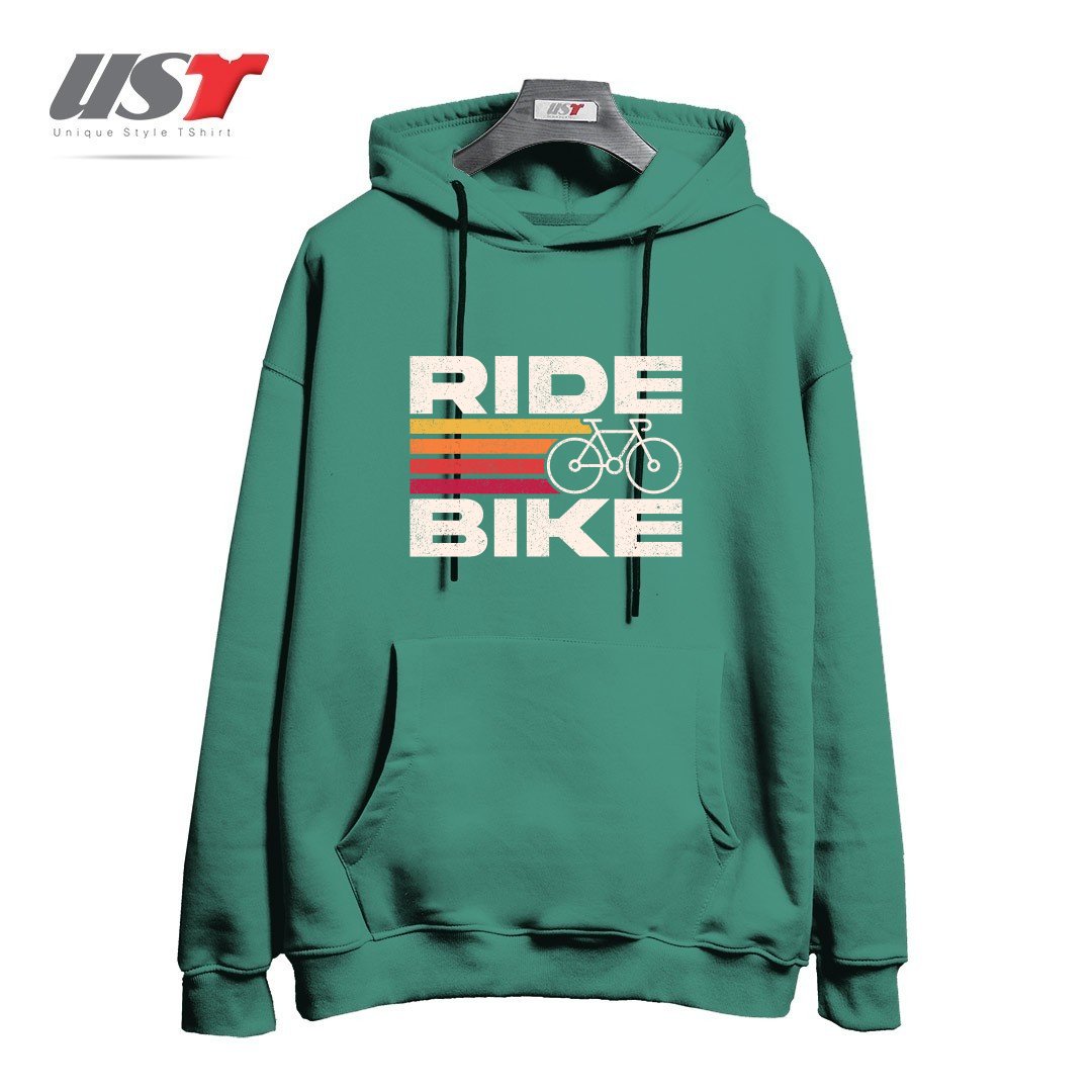 طرح RIDE BIKE هودی اورسایزرنگ سبز سدری