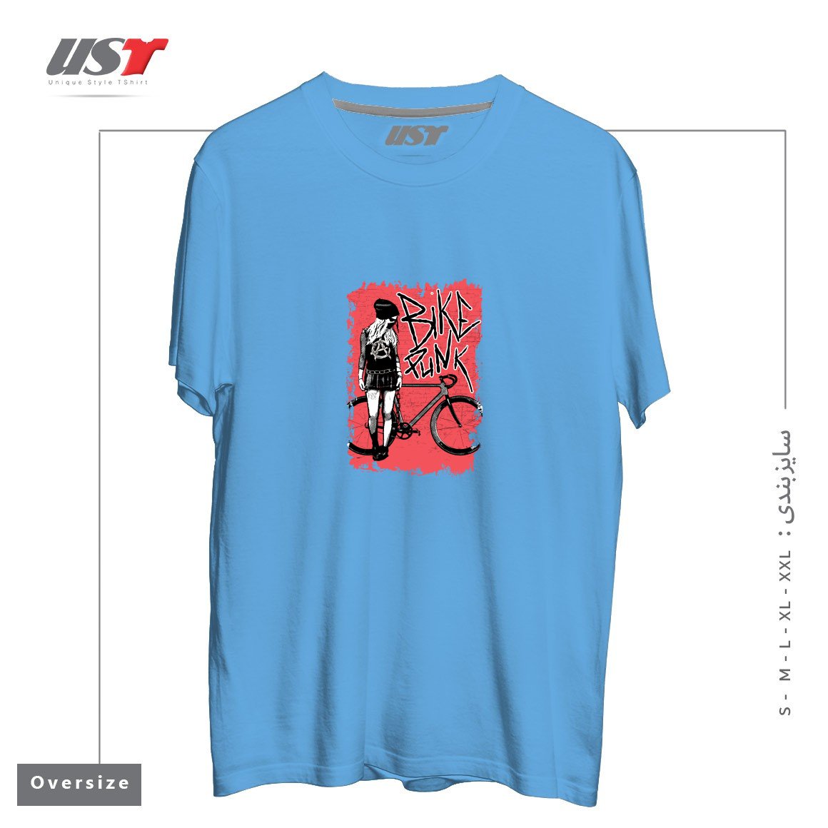 تیشرت اورسایز طرح BIKE PUNK GIRL