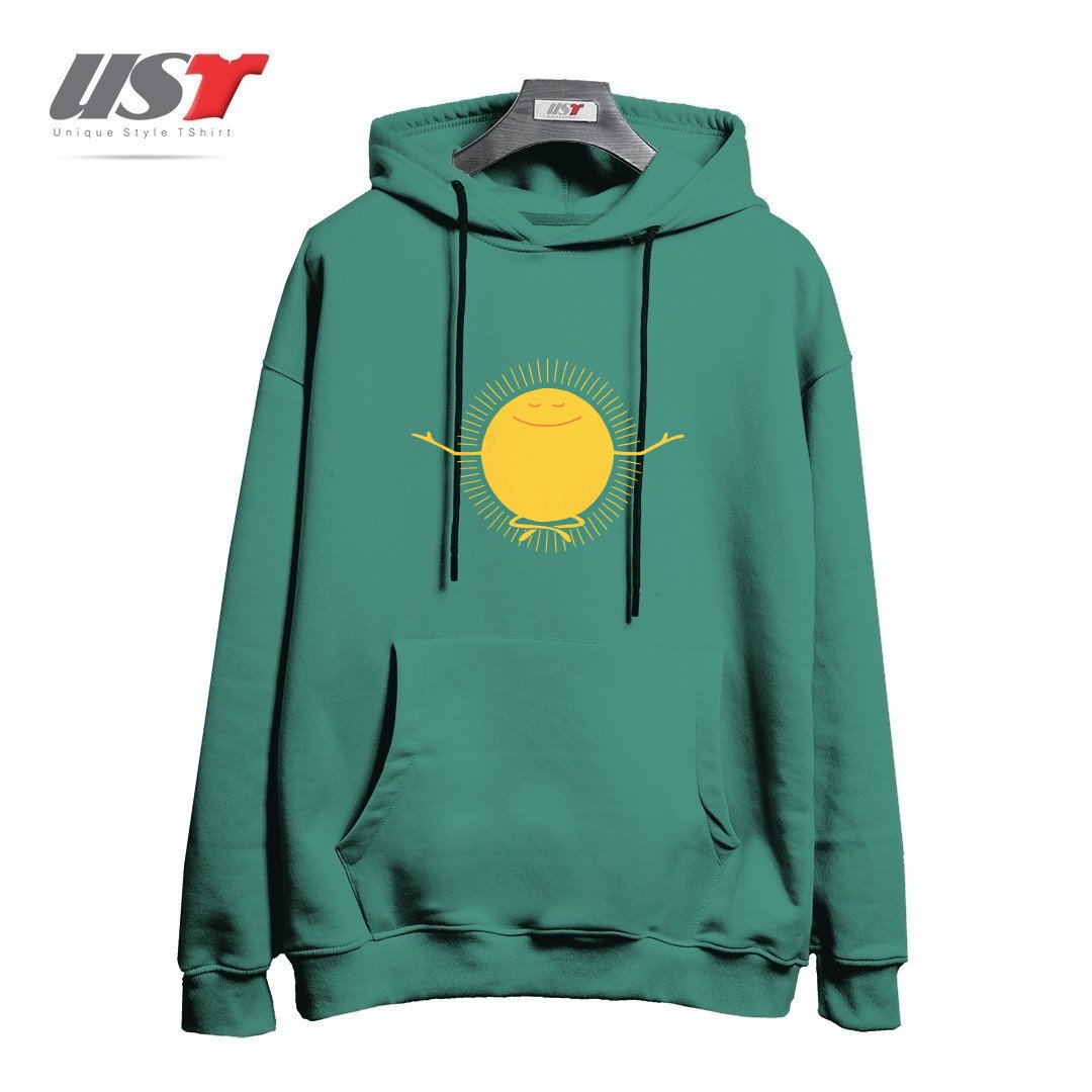 طرح SUN WORSHIPPER هودی اورسایزرنگ سبز سدری