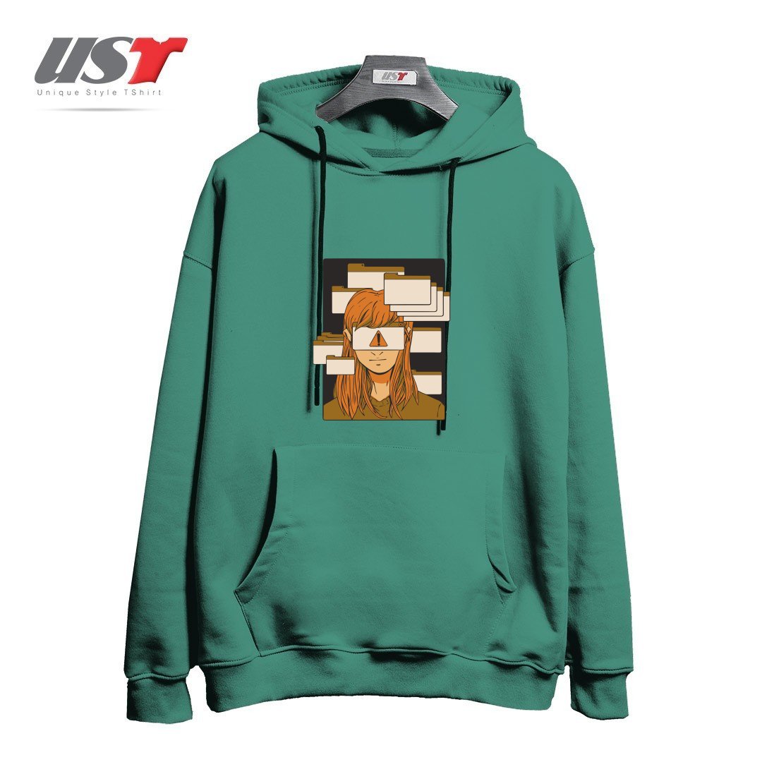 طرح WOMAN WITH COMPUTER TABS  ADHD هودی اورسایزرنگ سبز سدری