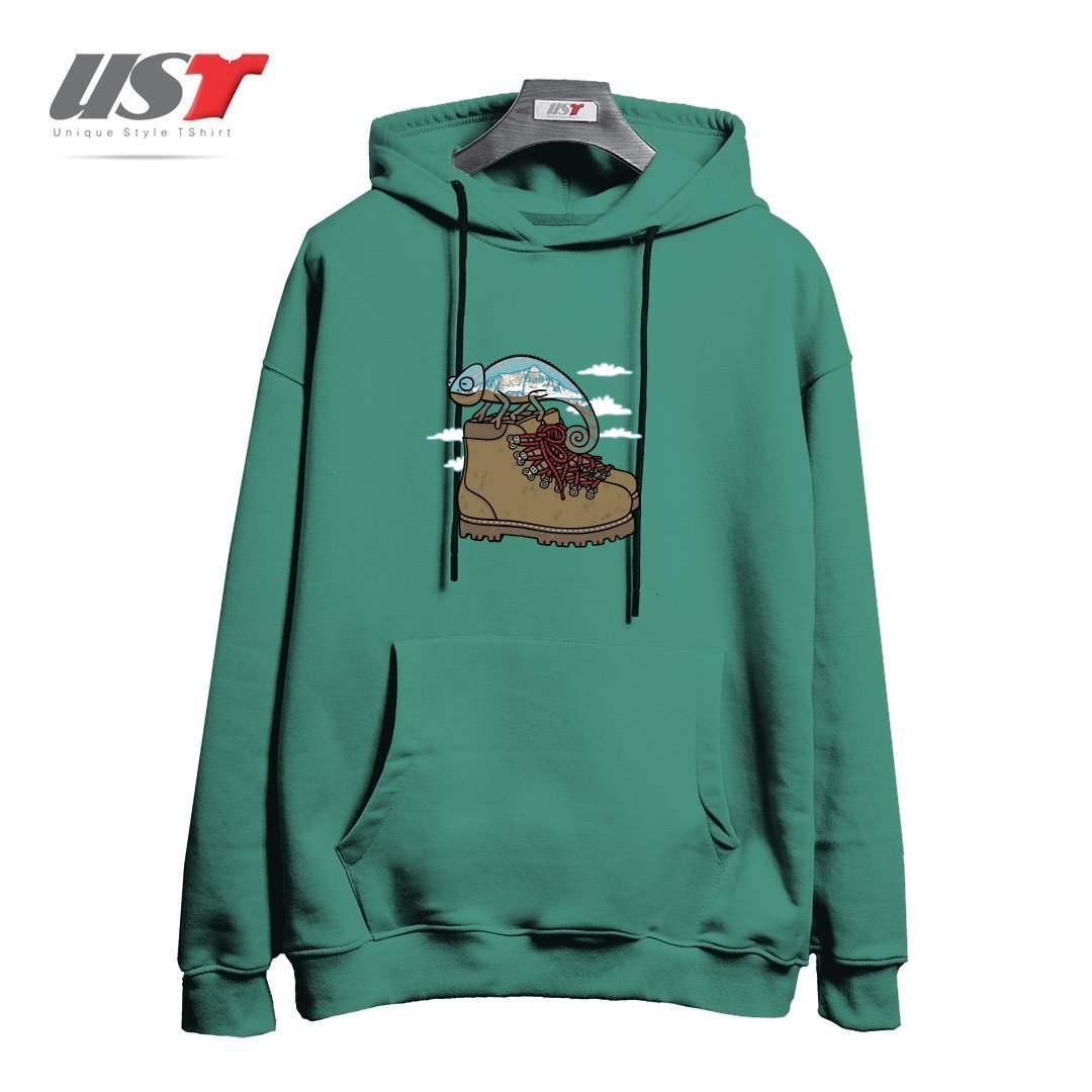 طرح CLIMBING هودی اورسایزرنگ سبز سدری