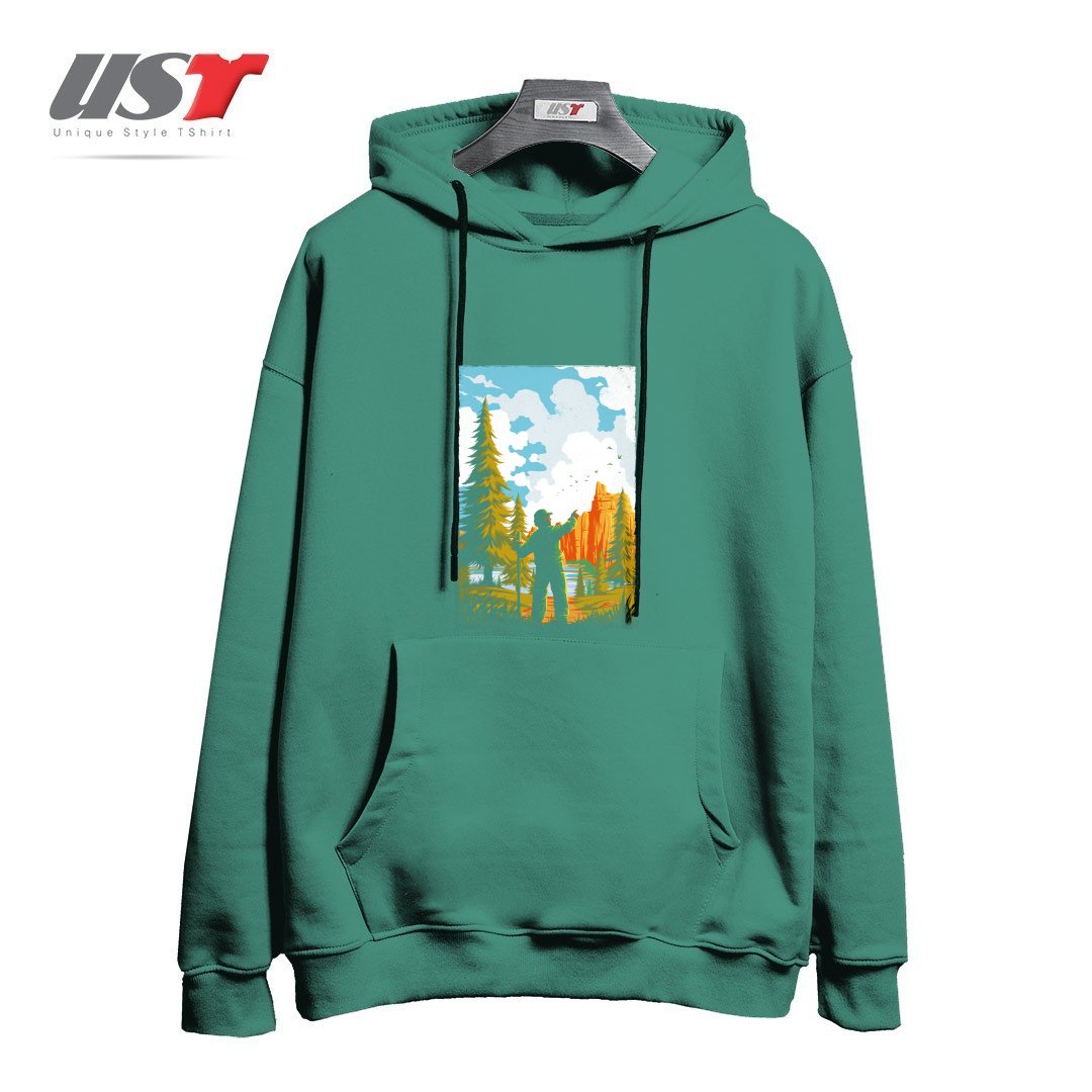 طرح NATIONAL PARK TRADITIONAL DESIGN1165415 هودی اورسایزرنگ سبز سدری