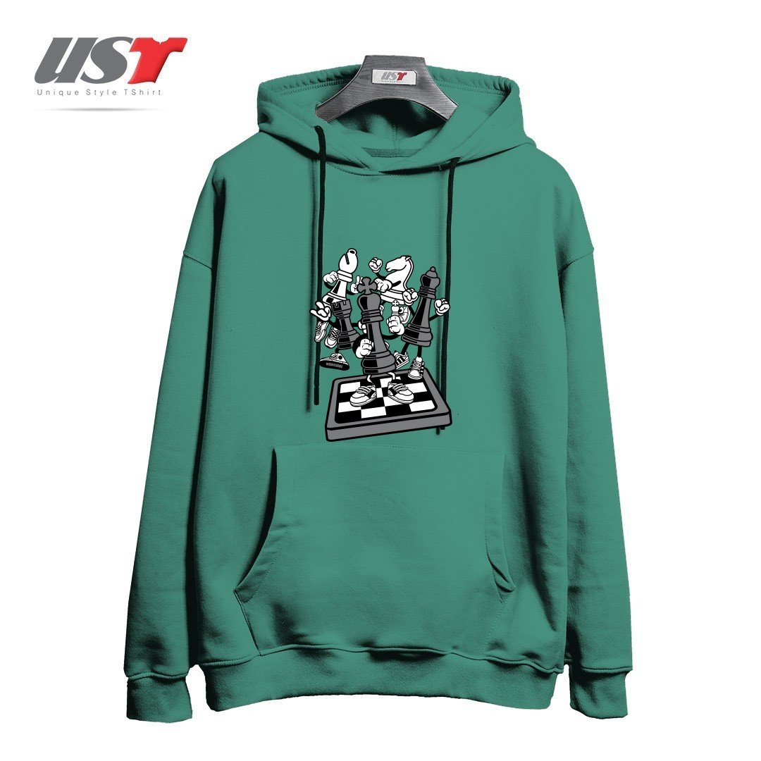 طرح GAME OF CHESS هودی اورسایزرنگ سبز سدری