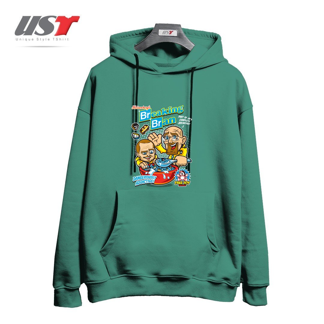 طرح BREAKING BRAN هودی اورسایزرنگ سبز سدری
