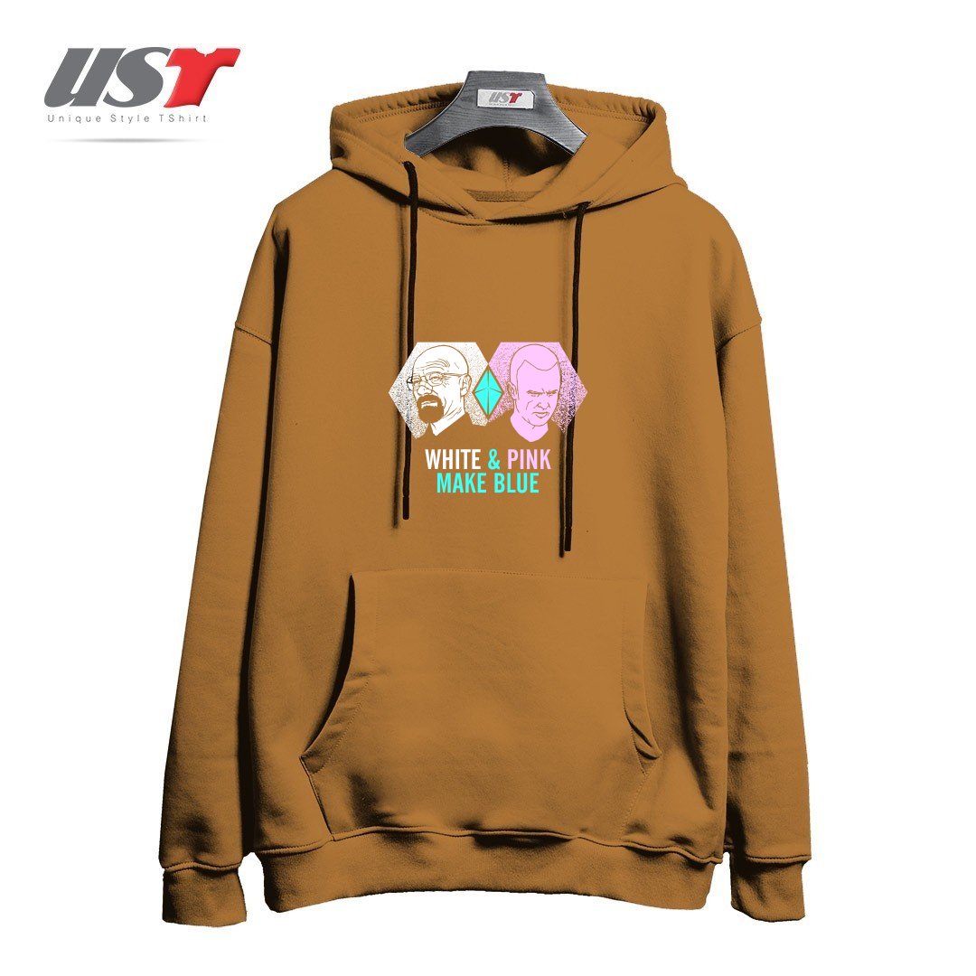 طرح BREAKING BLUE هودی اورسایزرنگ نسکافه ای