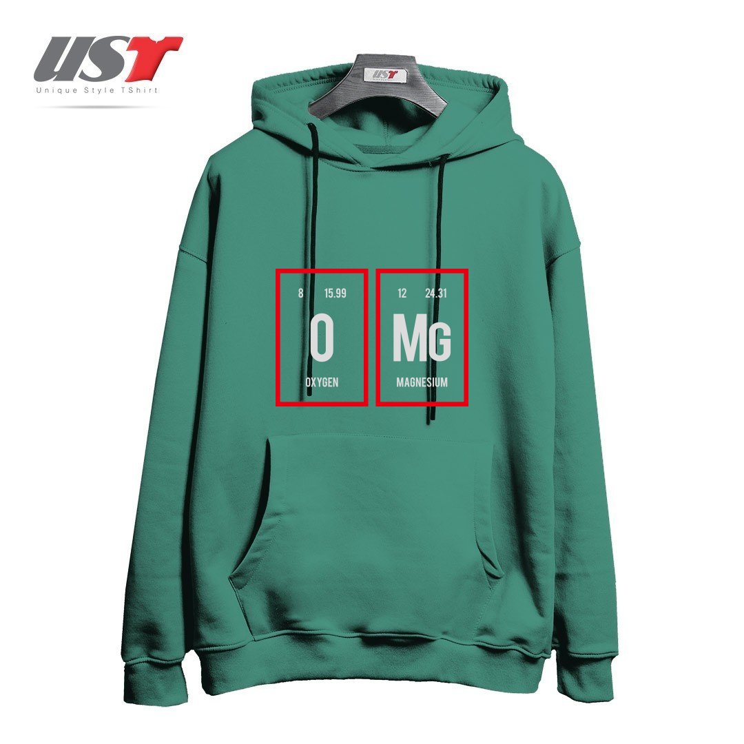 طرح OMG - PERIODIC TABLE OF ELEMENTS هودی اورسایزرنگ سبز سدری