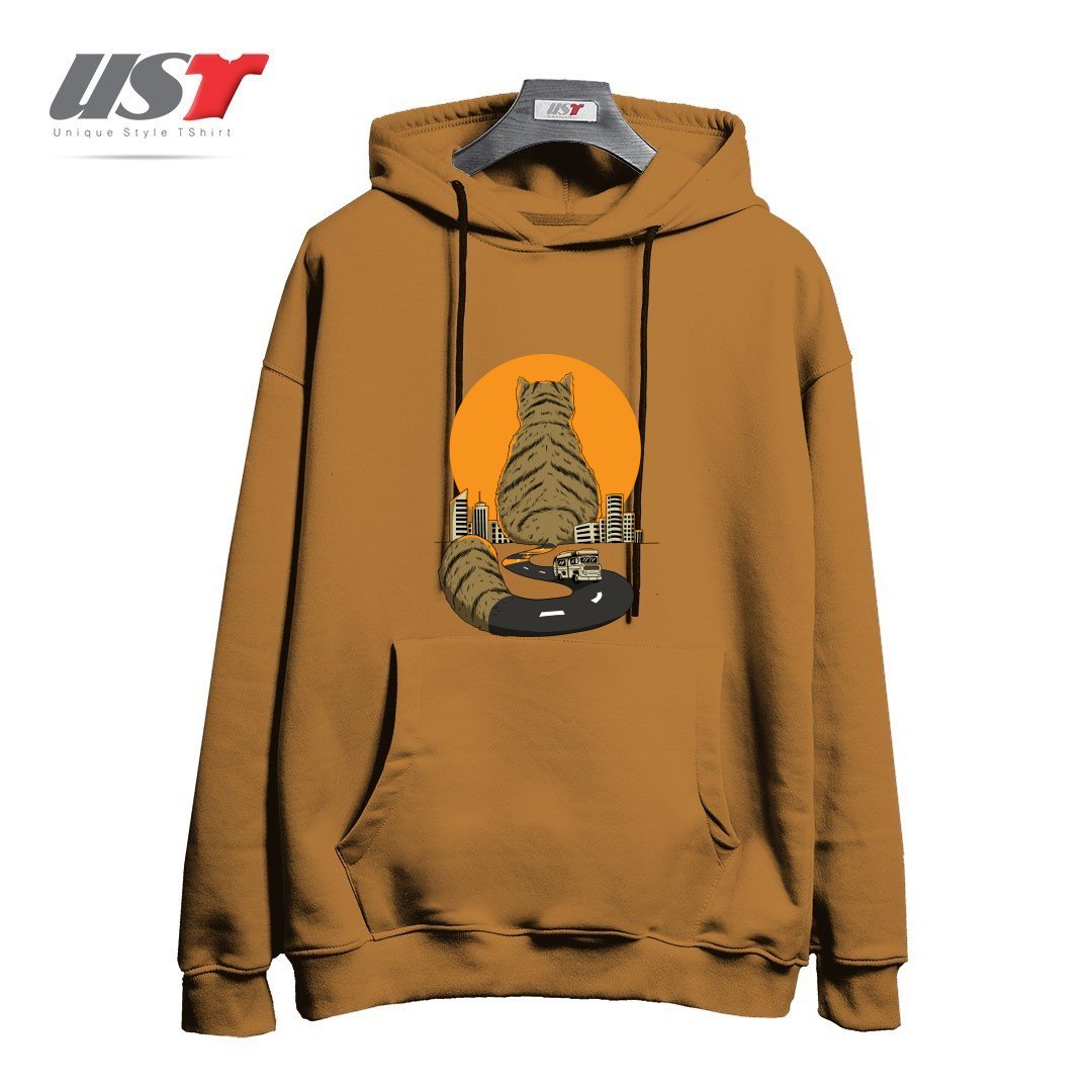 طرح CAT CITY هودی اورسایزرنگ نسکافه ای