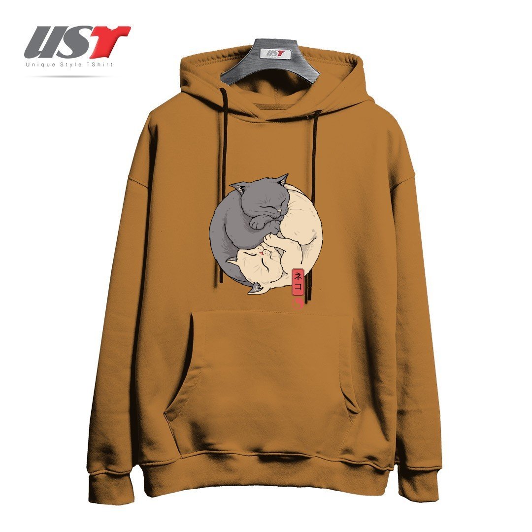 هودی اورسایز طرح YIN YANG CATS