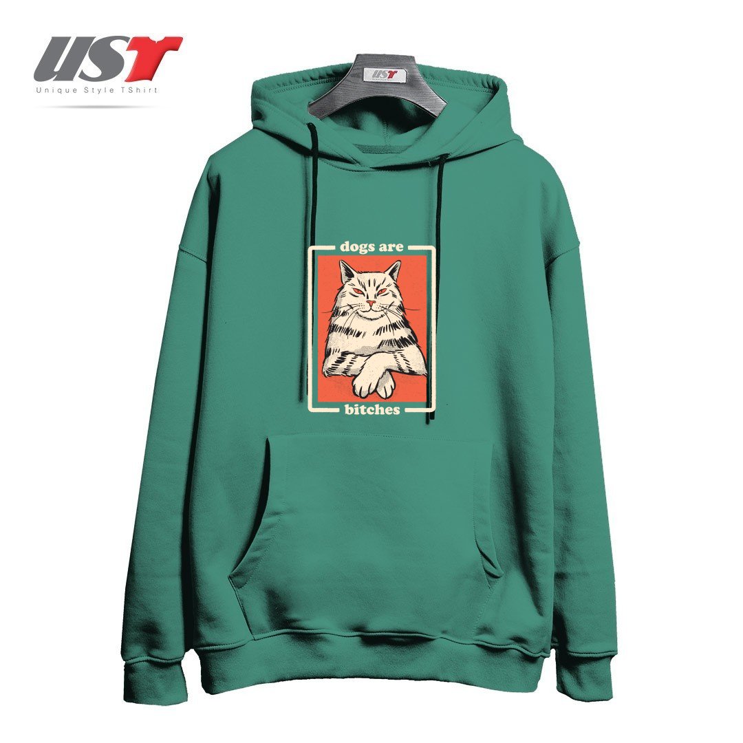 طرح DOGS ARE... هودی اورسایزرنگ سبز سدری