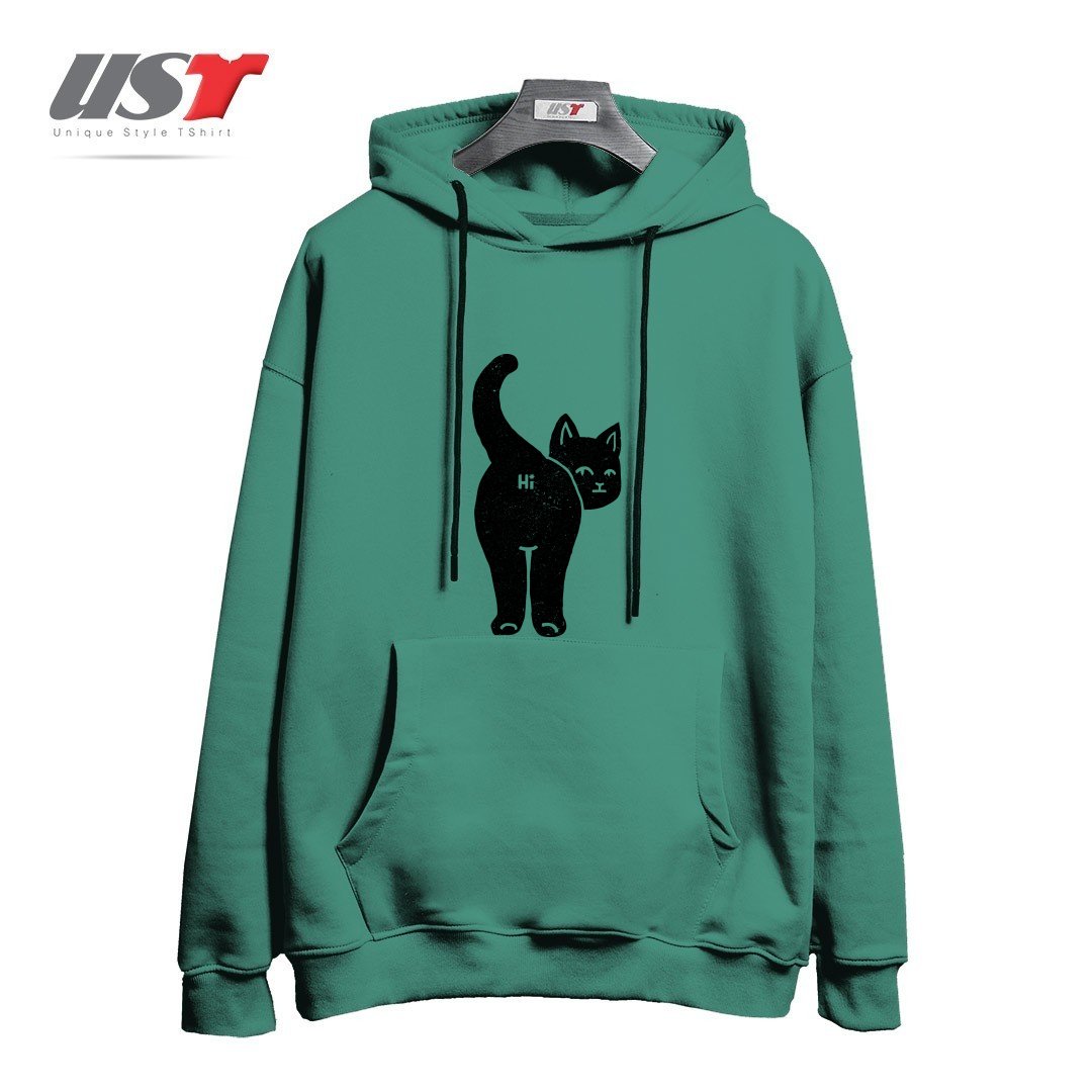 طرح HELLO CAT BUTT MINIMALIST BLACK BY TOBE FONSECA121212 هودی اورسایزرنگ سبز سدری