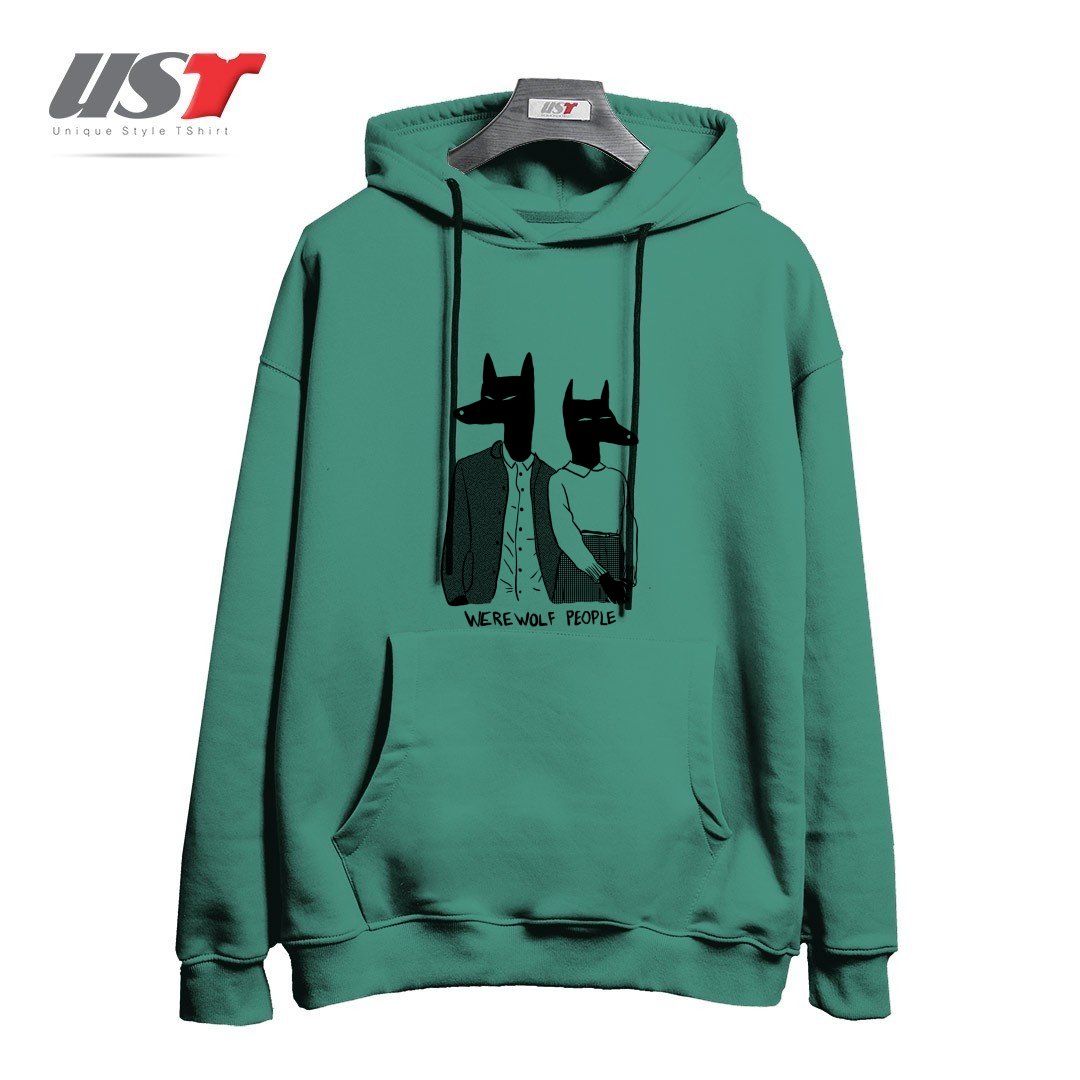 طرح WEREWOLF PEOPLE هودی اورسایزرنگ سبز سدری