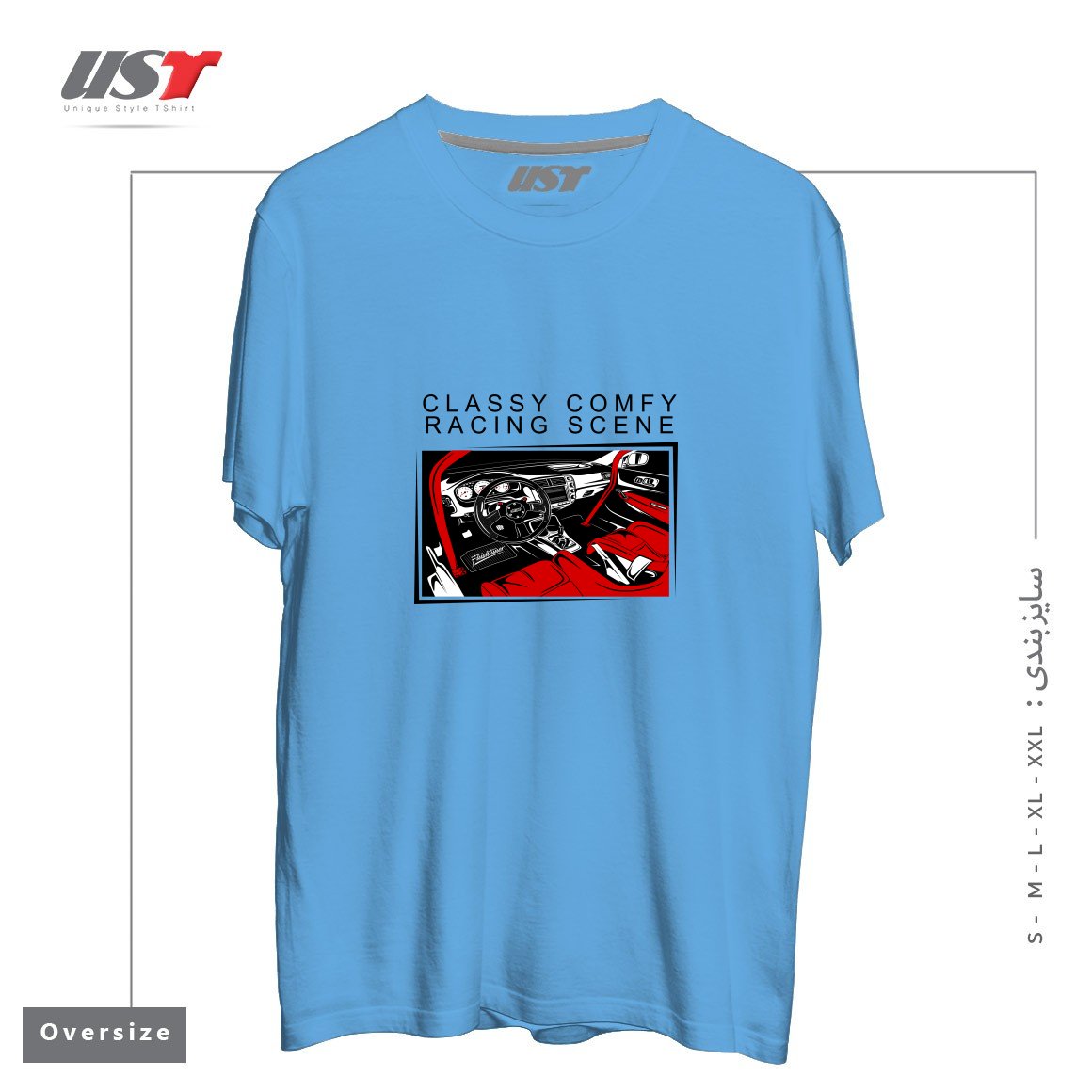 طرح HONDA CIVIC TYPE-R RACING INTERIOR تیشرت اورسایزرنگ آبی روشن