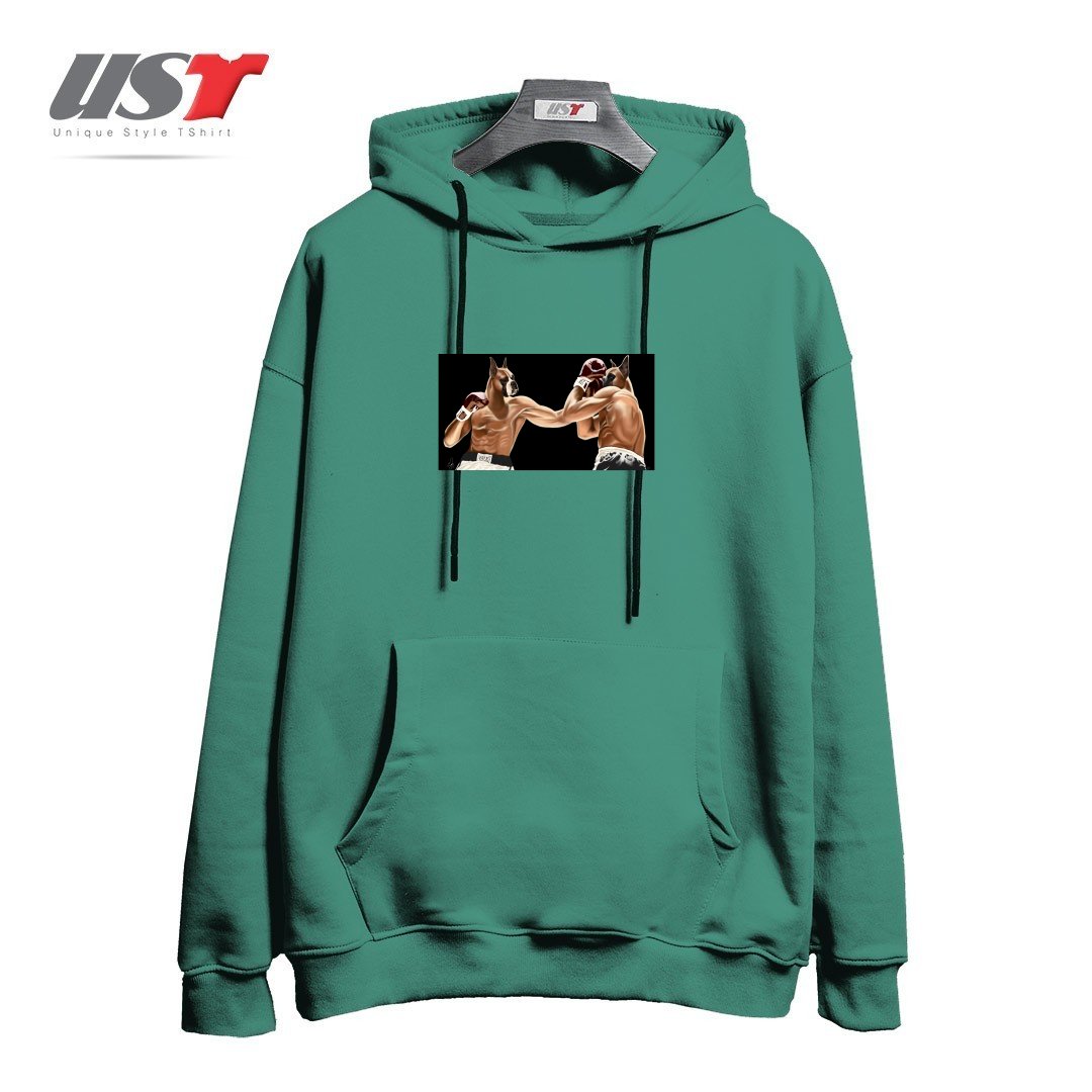 طرح BOXER هودی اورسایزرنگ سبز سدری